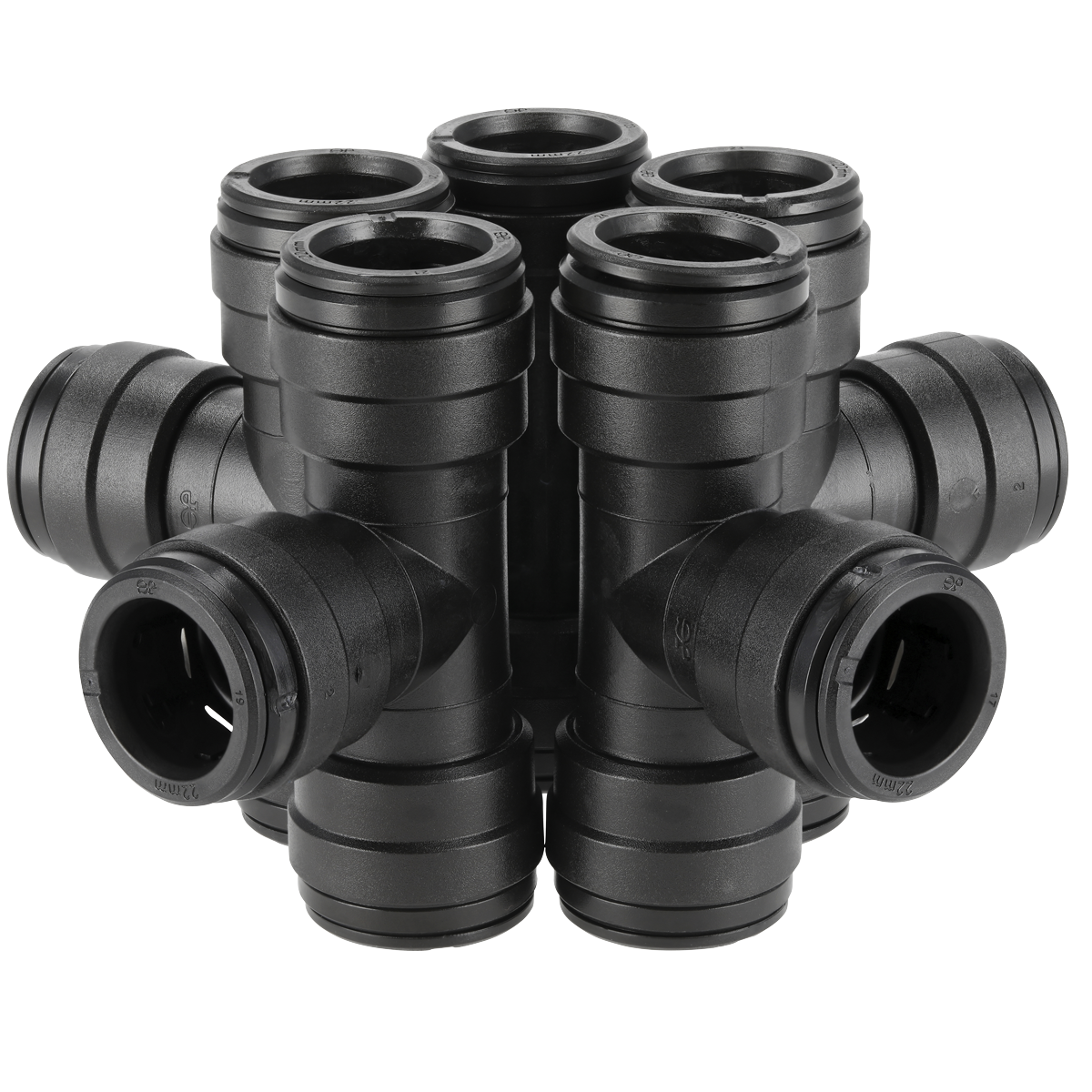 Sealey CAS22ET Equal Tee 22mm Pack of 5 (John Guest Speedfit® - PM0222E)