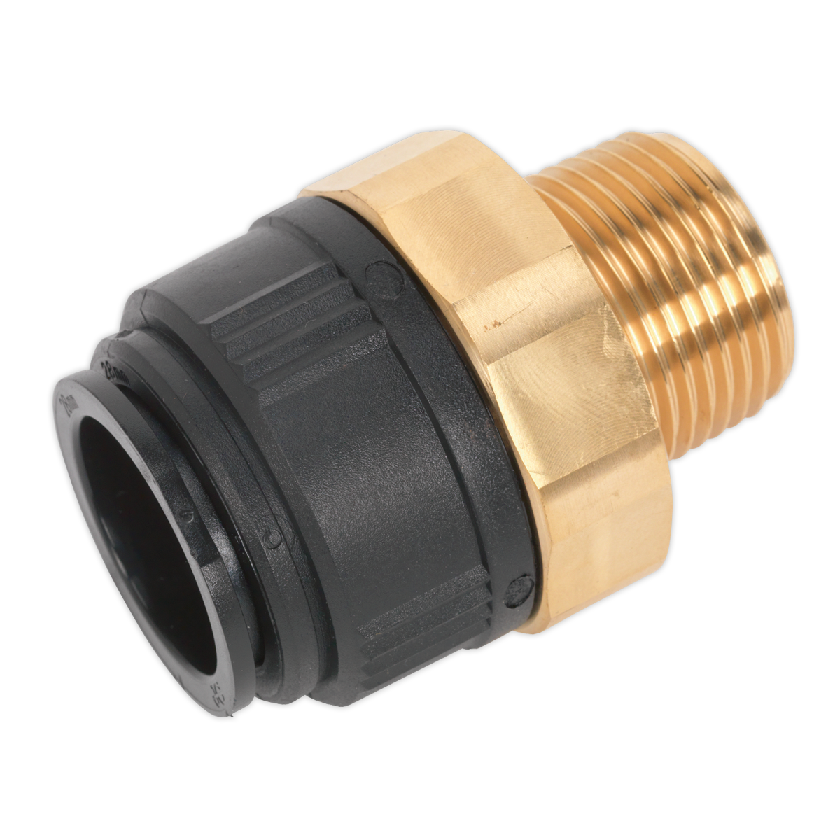 Sealey CAS28BSA Straight Adaptor 28mm x 1"BSPT Brass (John Guest Speedfit® - MM012808N)