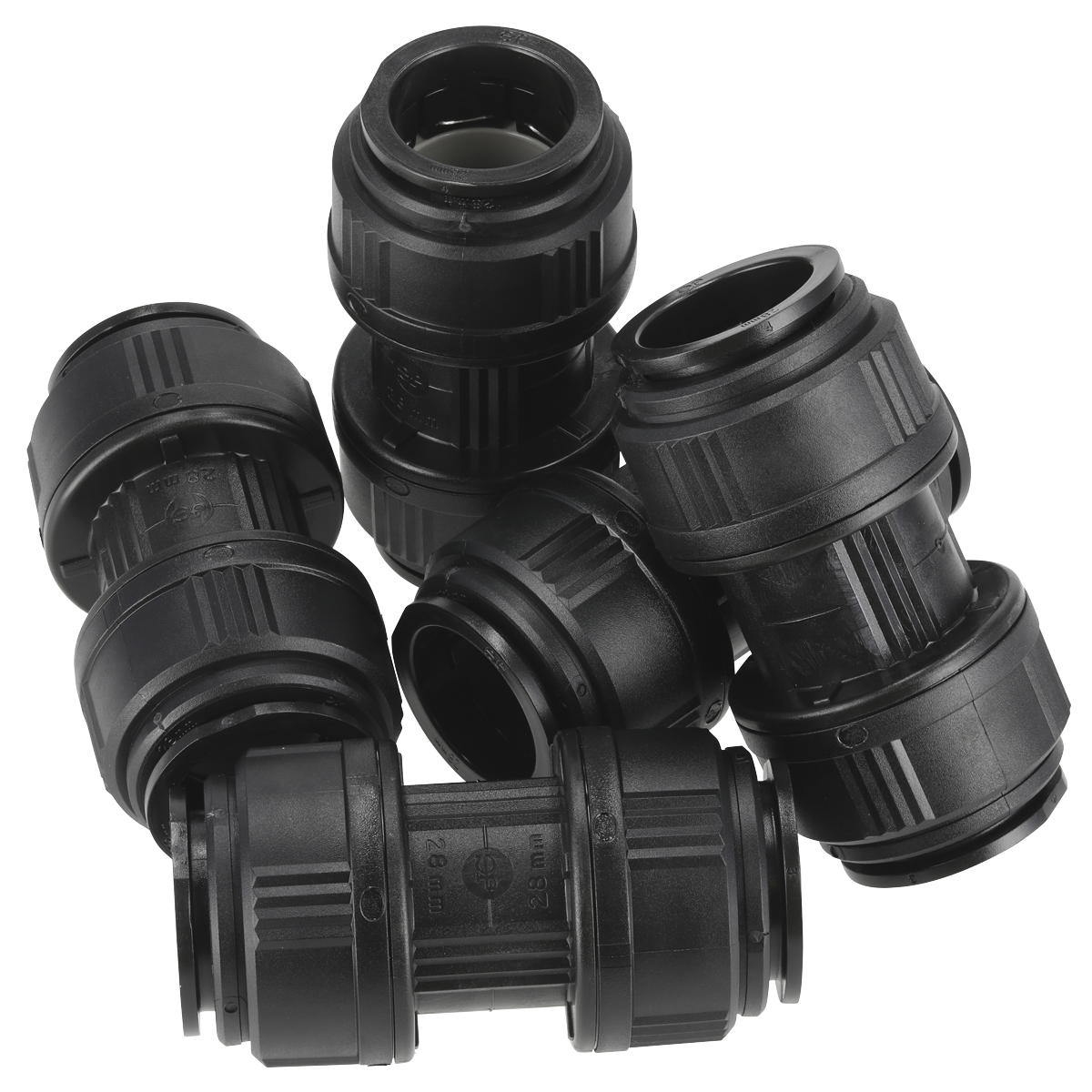 Sealey CAS28SC Straight Connector 28mm Pack of 5 (John Guest Speedfit® - PM0428E)