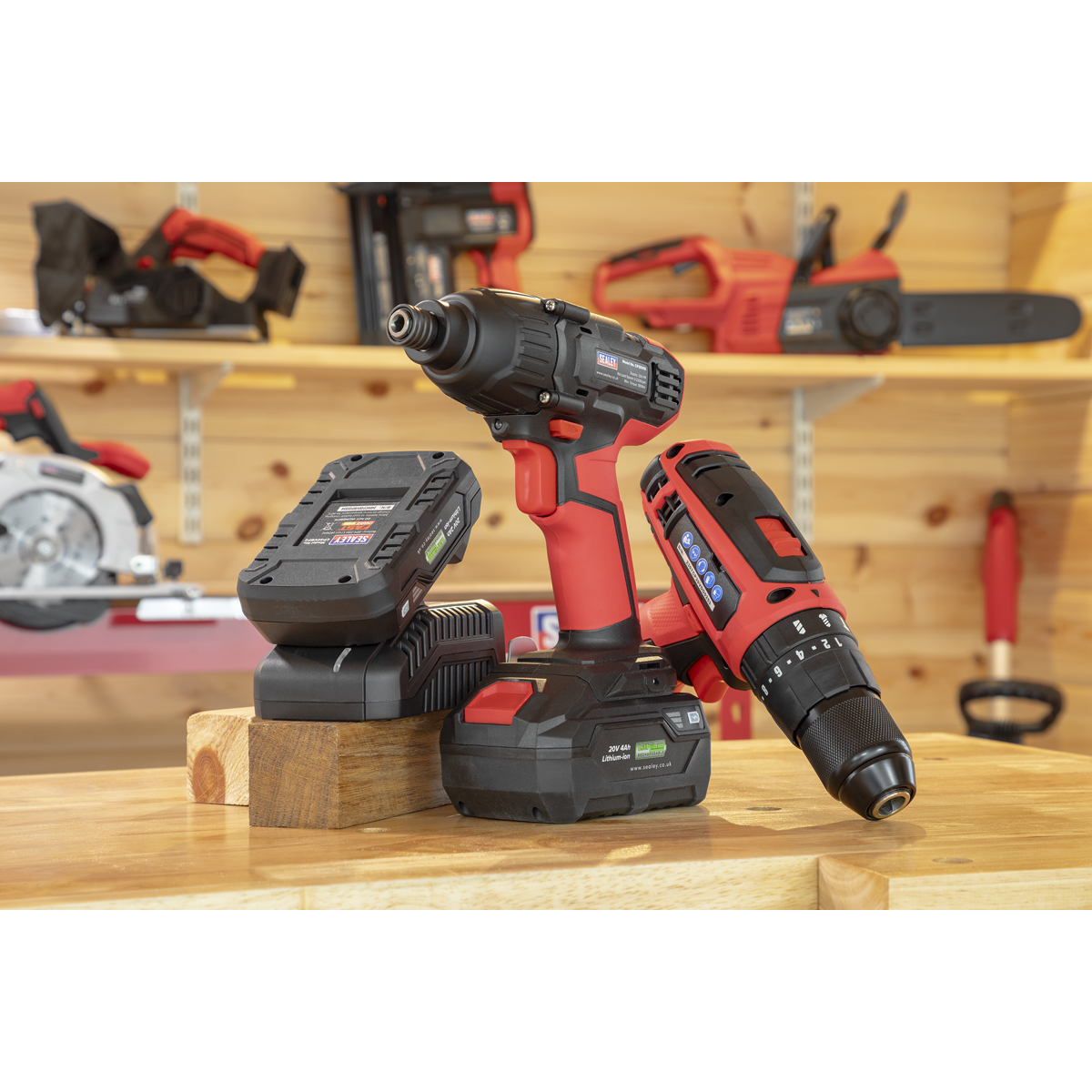 Sealey CP20VDDCOMBO 20V Cordless 13mm Hammer Drill/1/4"Hex Drive Impact Driver Combo Kit