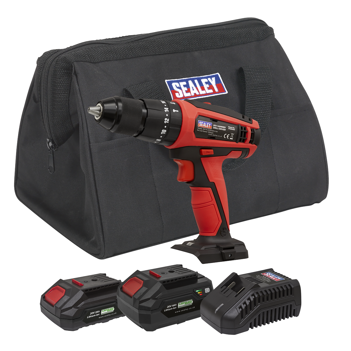 Sealey CP20VDDKIT Hammer Drill/Driver Kit 13mm 20V - 2 Batteries