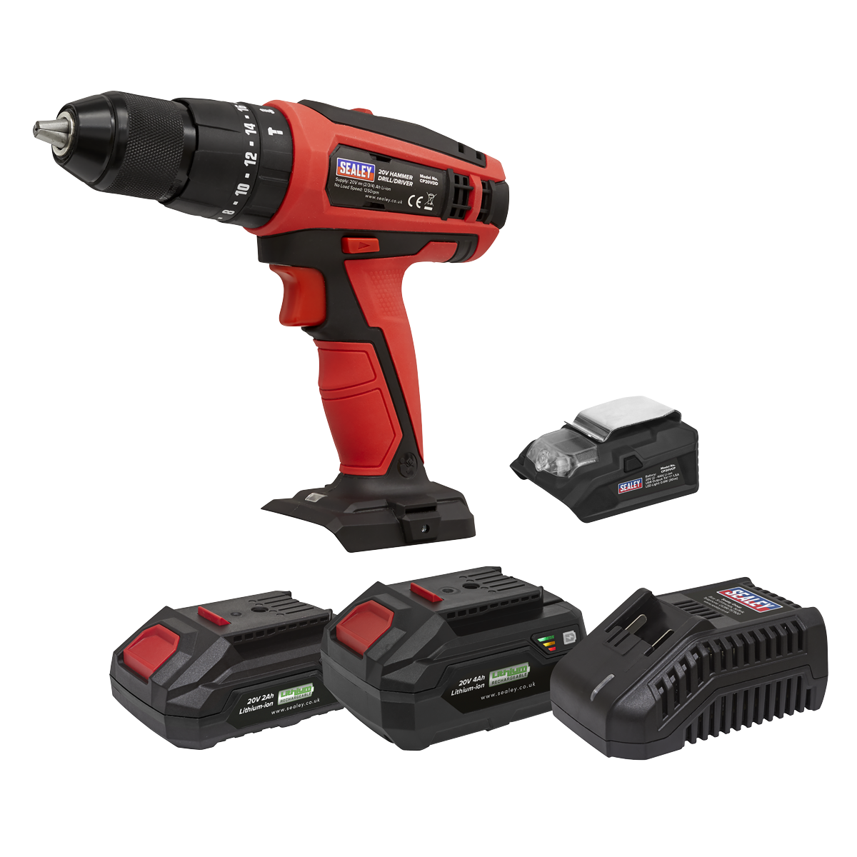Sealey CP20VDDKIT Hammer Drill/Driver Kit 13mm 20V - 2 Batteries