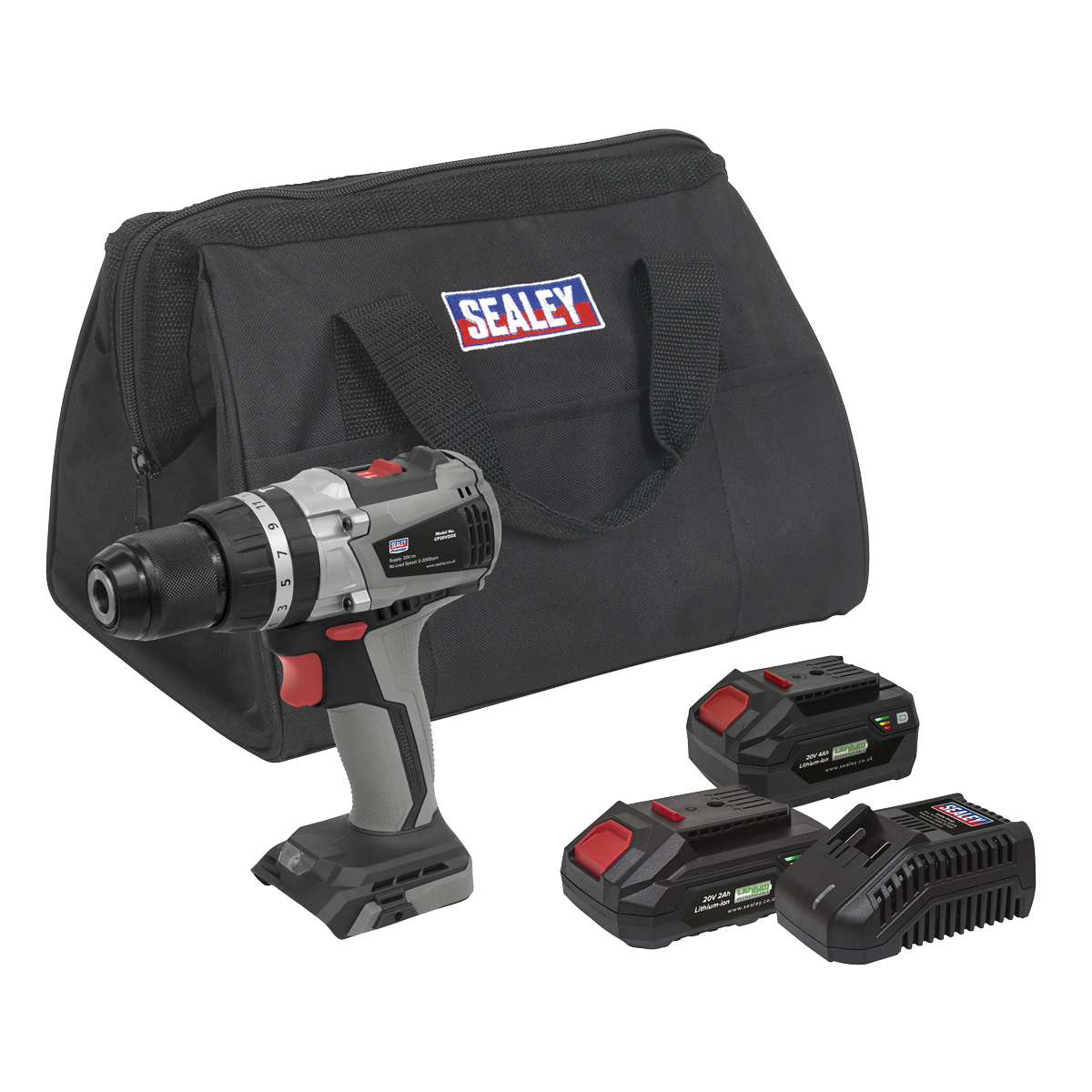 Sealey CP20VDDXKIT Premier SV20 Series 13mm Brushless Cordless Combi Drill Kit 20V - 2 Batteries