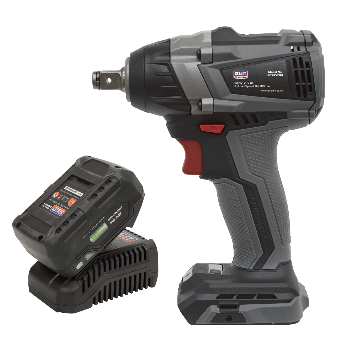Sealey CP20VIWXKIT1 Brushless Impact Wrench Kit 1/2"Sq Drive 20V 300Nm 4Ah