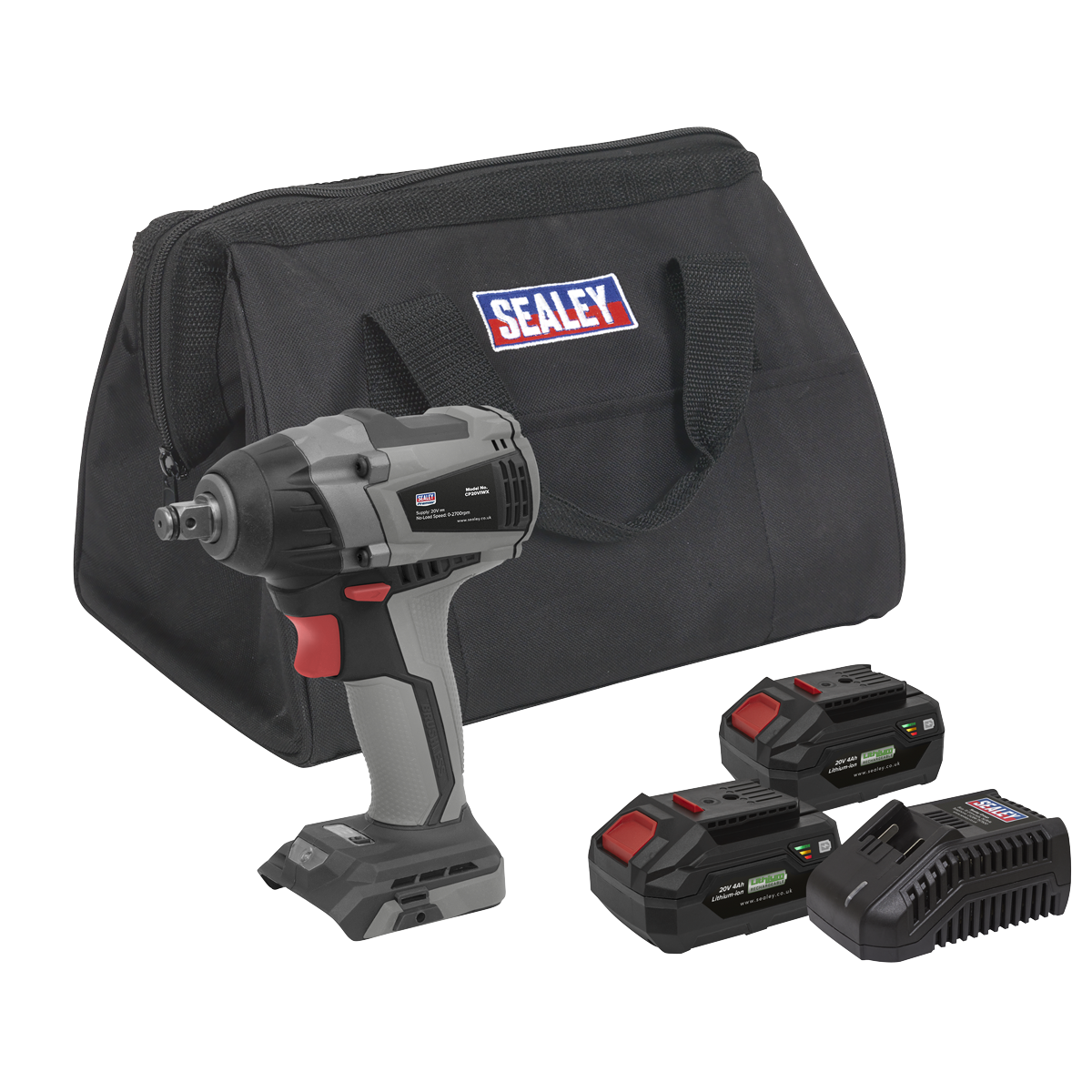 Sealey CP20VIWXKIT Brushless Impact Wrench Kit 1/2"Sq Drive 20V 300Nm - 2 Batteries