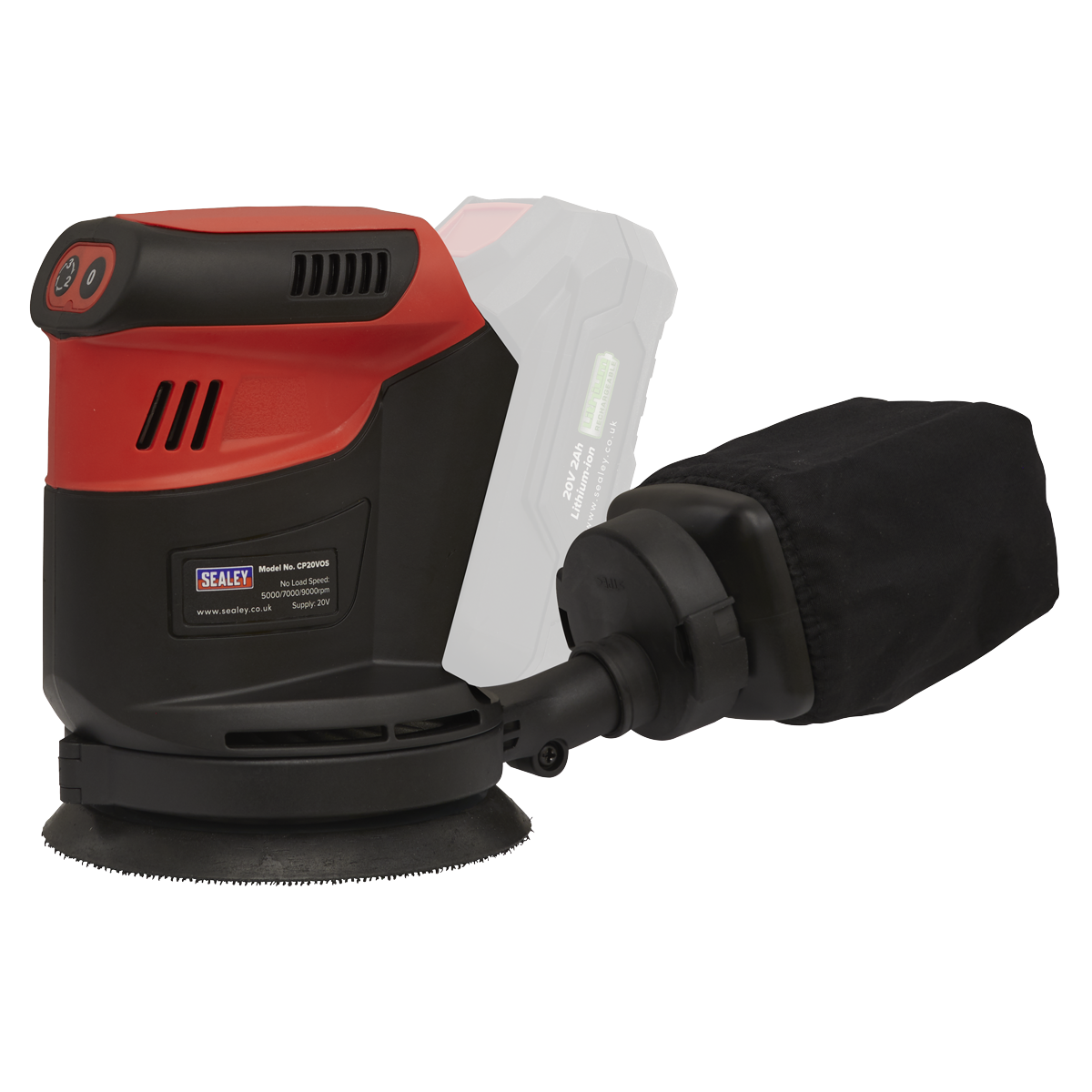 Sealey CP20VOSKIT Cordless Orbital Palm Sander Kit 125mm 20V - 2 Batteries