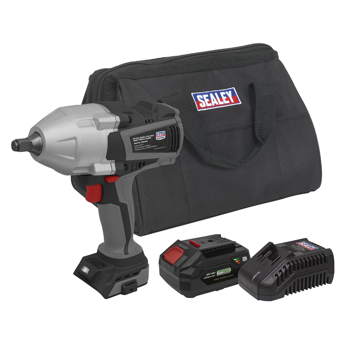 Sealey CP20VXIWKIT Premier SV20 Series 1/2"Sq Drive Impact Wrench Kit 20V 4Ah