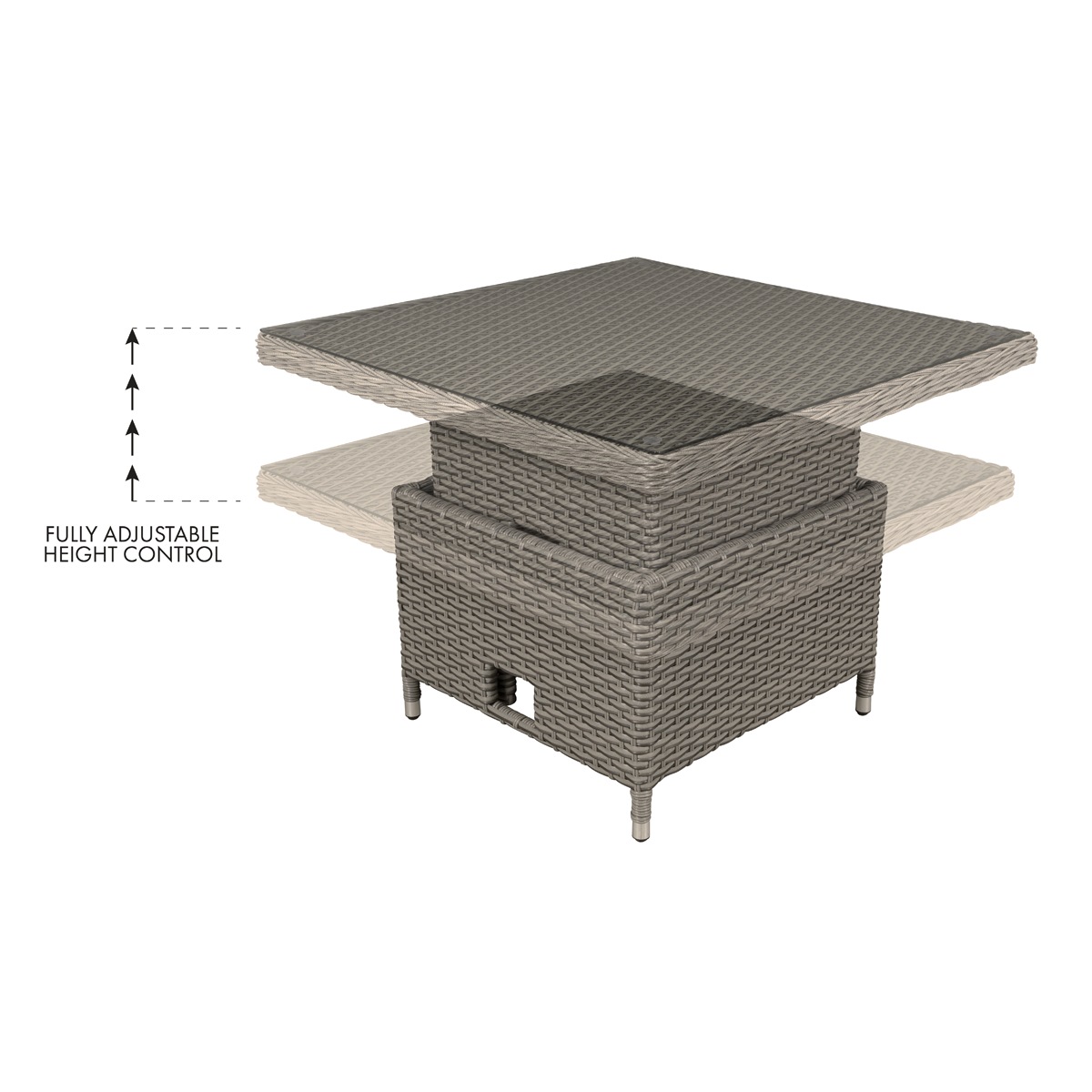 Sealey DG73 Dellonda Chester Rattan Wicker Adjustable-Height Outdoor Dining Table