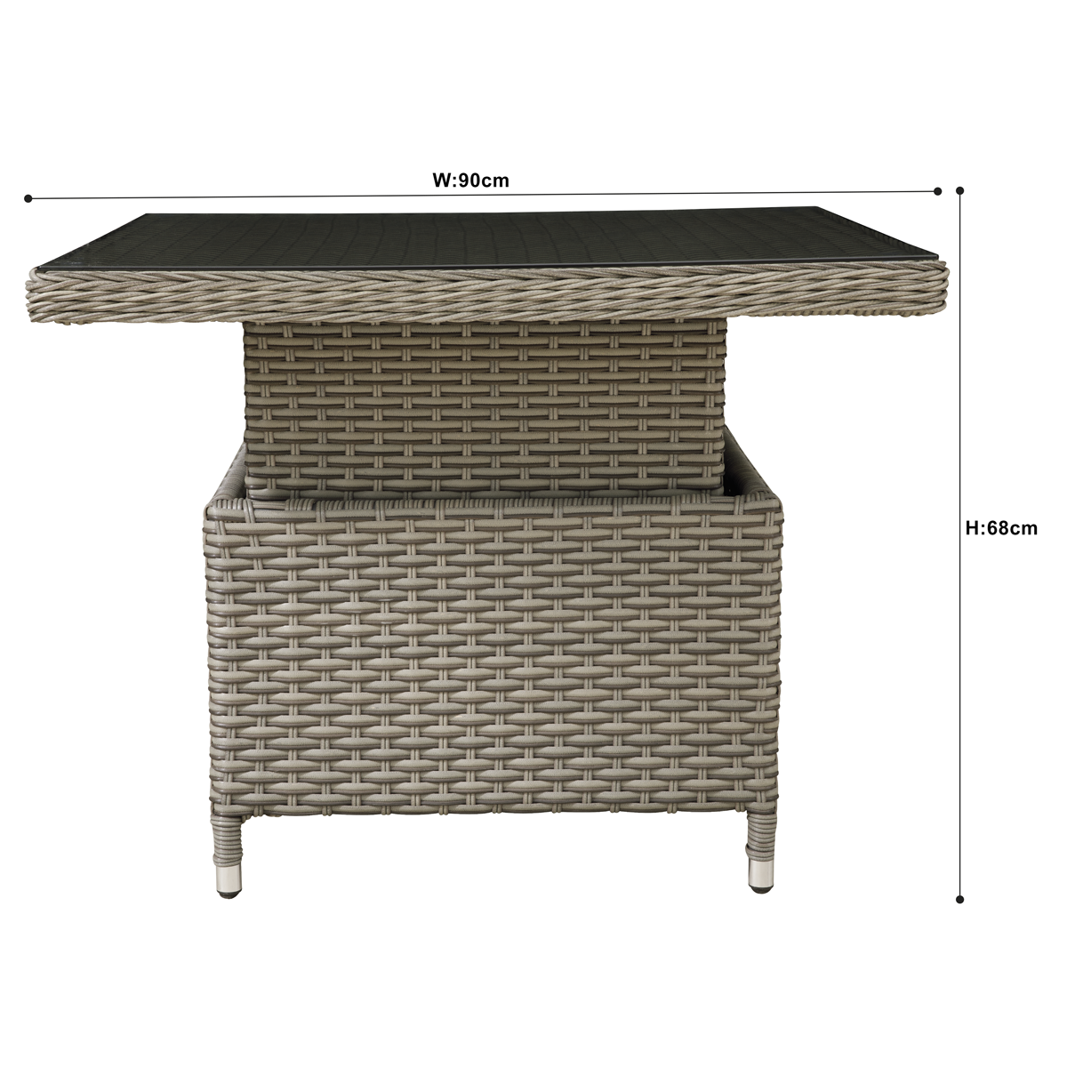 Sealey DG73 Dellonda Chester Rattan Wicker Adjustable-Height Outdoor Dining Table