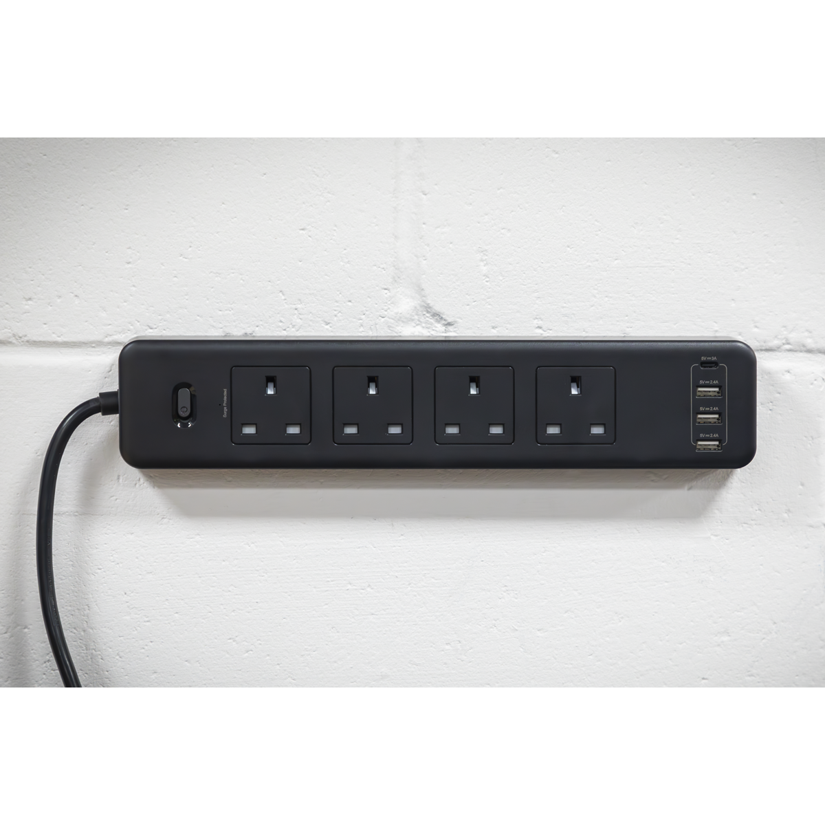 Sealey EL34USBB 2.6m Extension Lead with USB Ports - Black