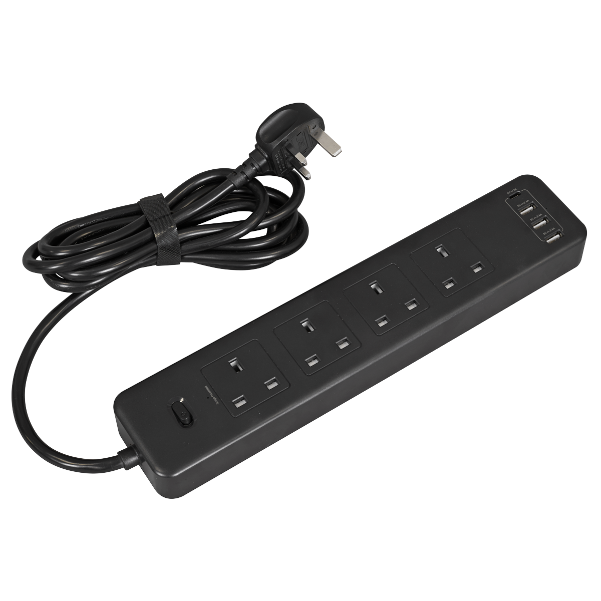 Sealey EL34USBB 2.6m Extension Lead with USB Ports - Black