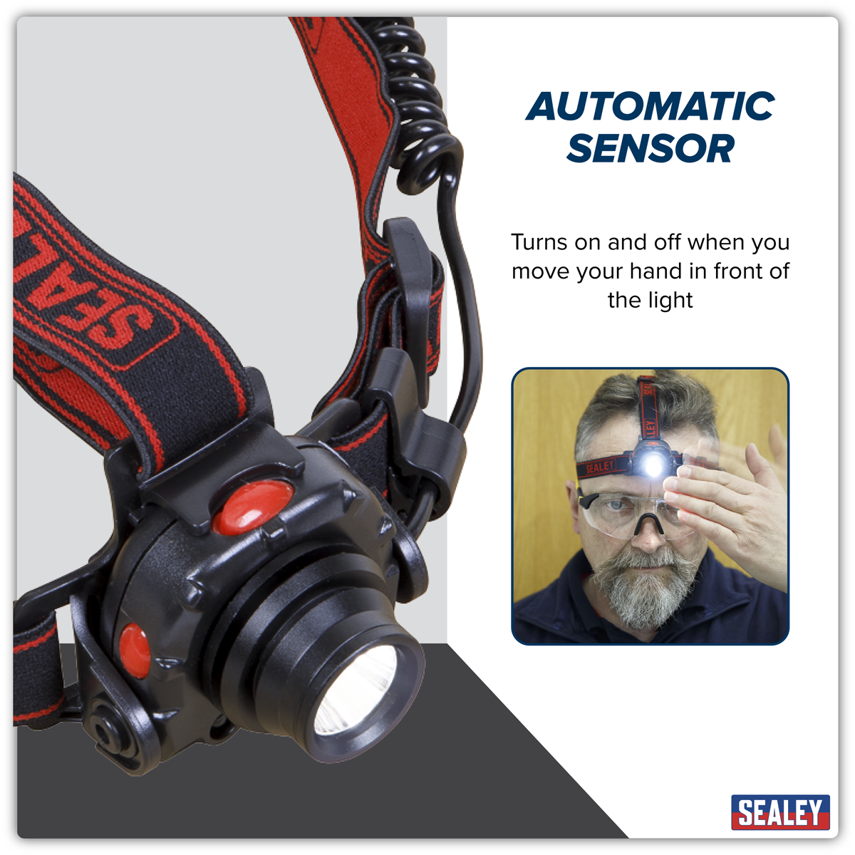 Sealey HT106LED Head Torch 3W CREE* LED Auto-Sensor Rechargeable