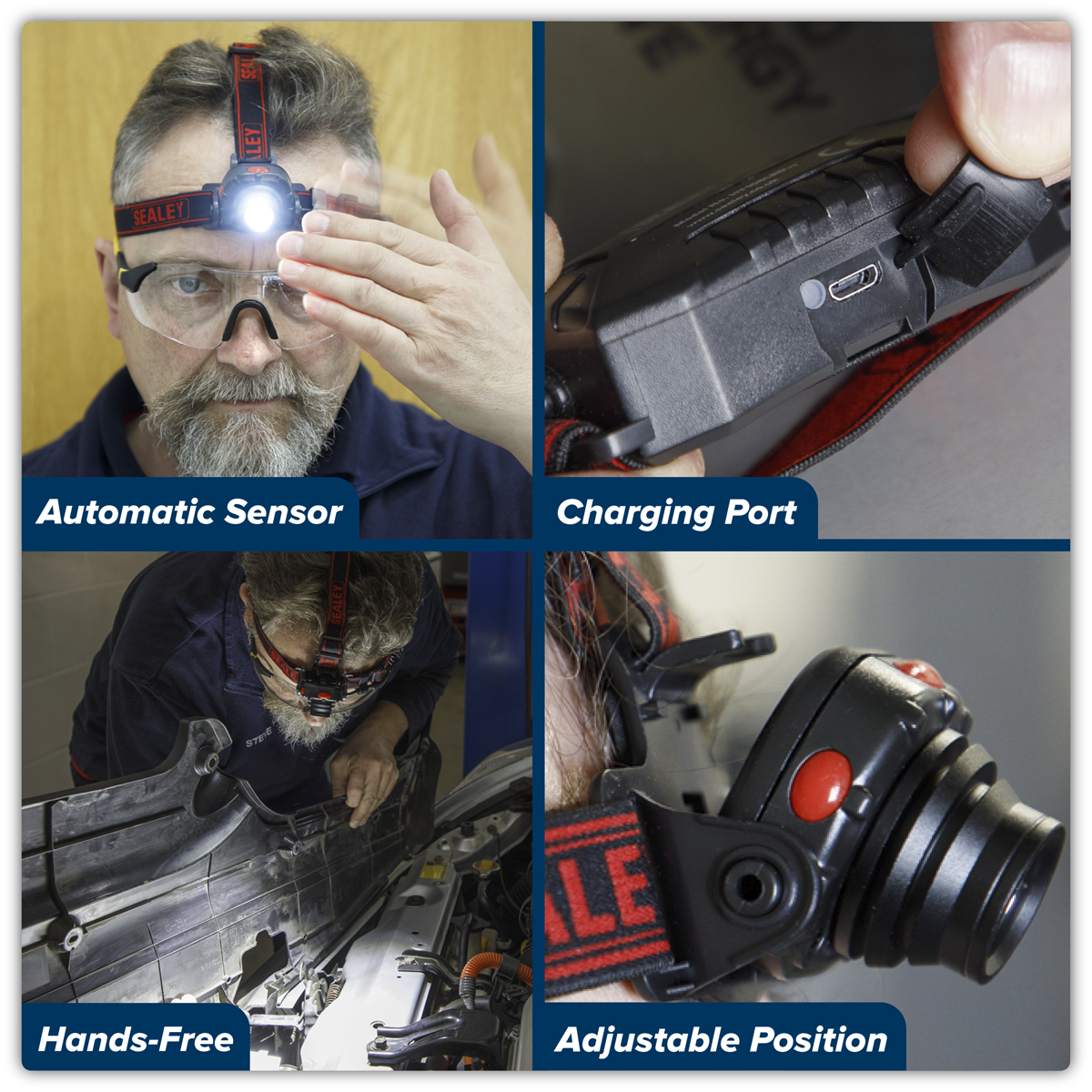 Sealey HT106LED Head Torch 3W CREE* LED Auto-Sensor Rechargeable