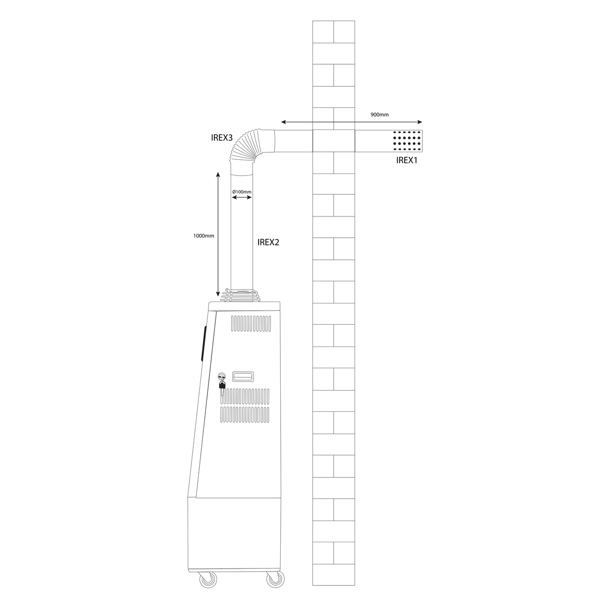 Sealey IREX3 Stainless Steel Exhaust/Flue 90° Bend for IR13/IR16 100mm