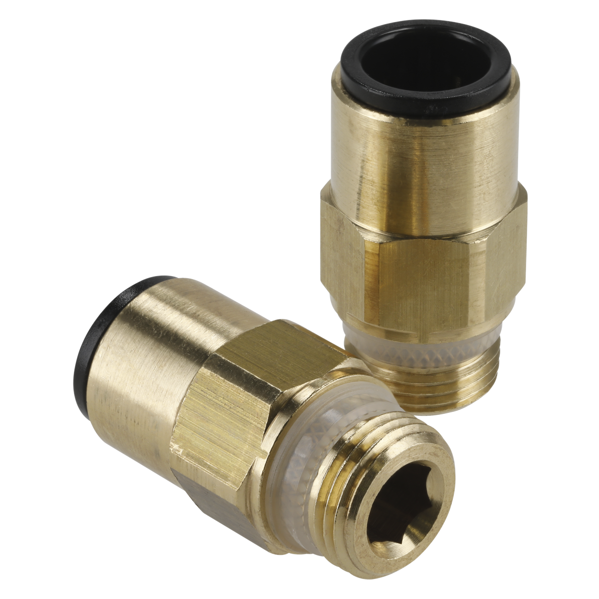 Sealey JGBC1238 Brass SuperThread Straight Adaptor 12mm x 3/8"BSP Pack of 2 (John Guest Speedfit® - RM011213)