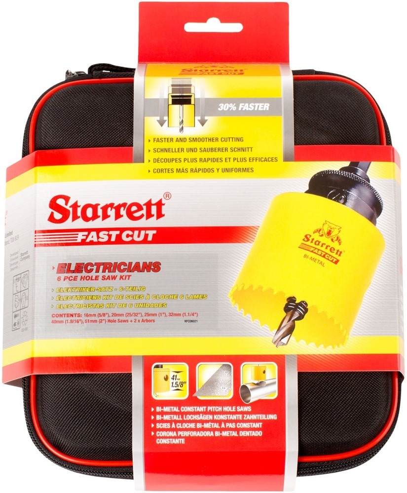 Starrett Electricians 6PC Bi-metal Hole Saw Kit KFC06021