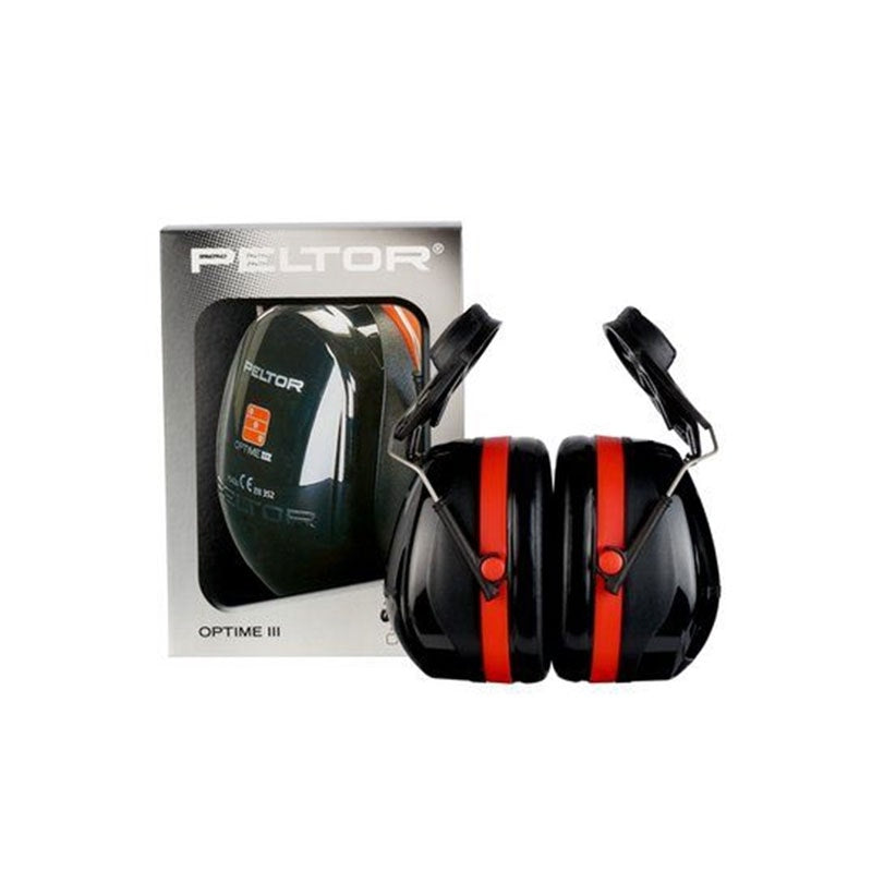 3M PELTOR Optime III Ear Defenders, 34 dB, Black/Red, Helmet Mounted attachment, H540P3H-413-SV