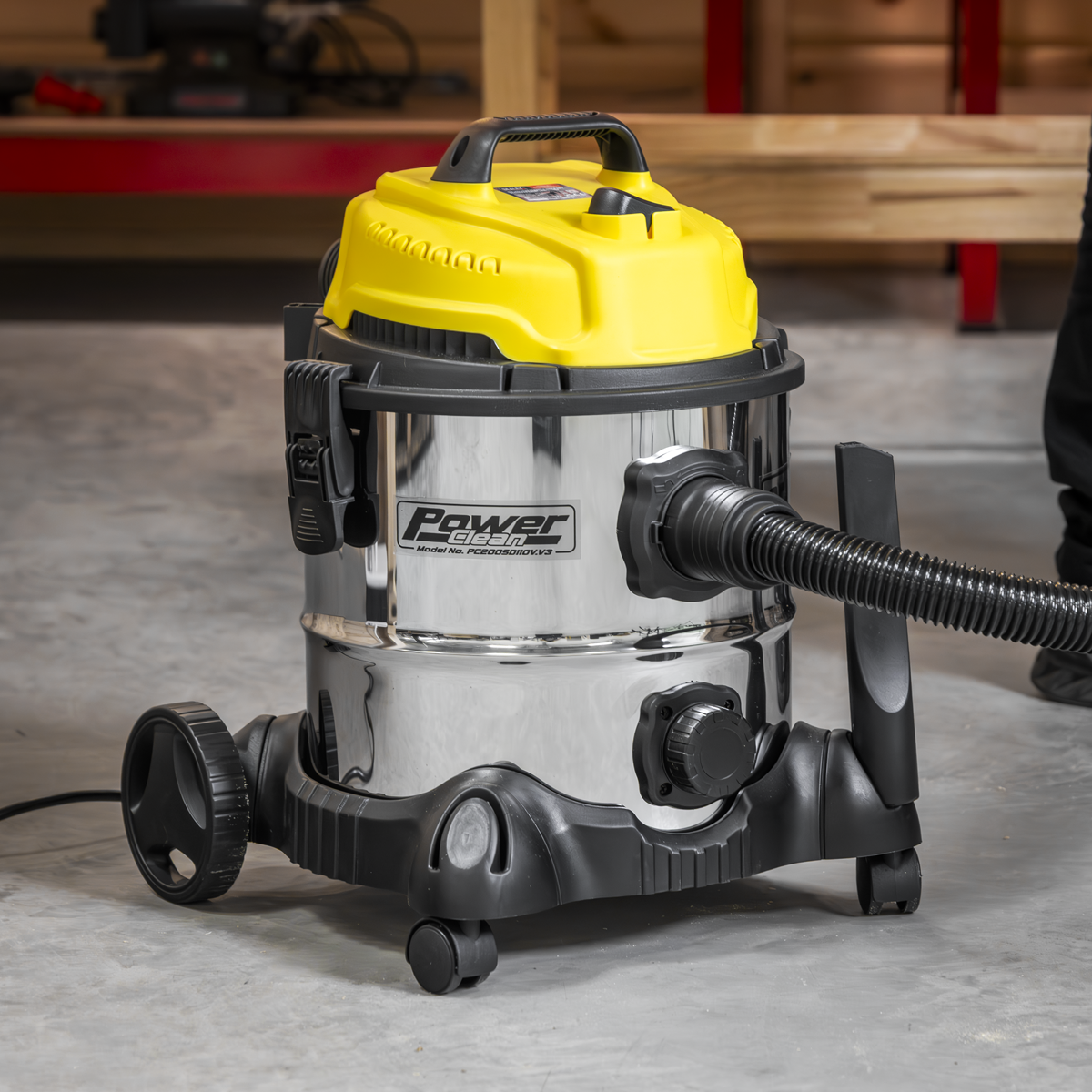 Sealey PC200SD110V 20L Vacuum Cleaner Wet & Dry Stainless Drum 1200W/110V
