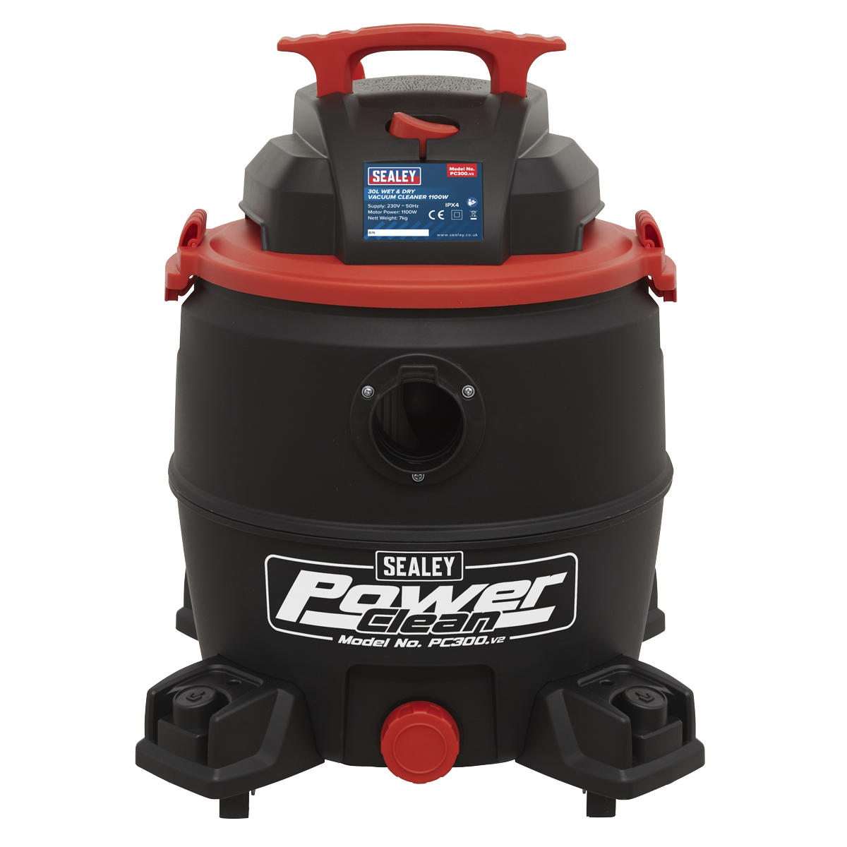 Sealey PC300 30L Vacuum Cleaner Wet & Dry 1100W/230V