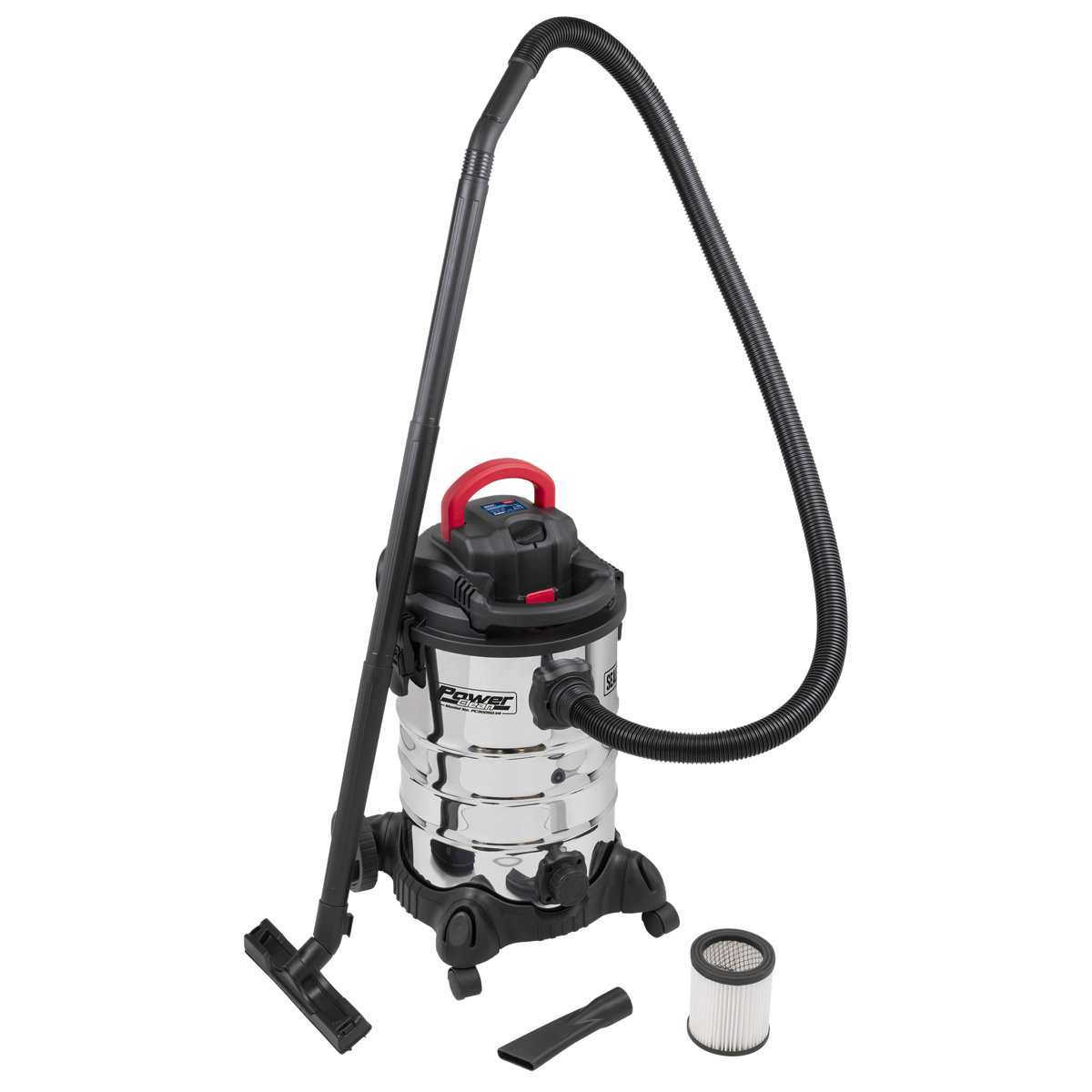 Sealey PC300SD 30L Vacuum Cleaner Wet & Dry with Stainless Steel Drum & Detachable Leaf Blower 1200W/230V
