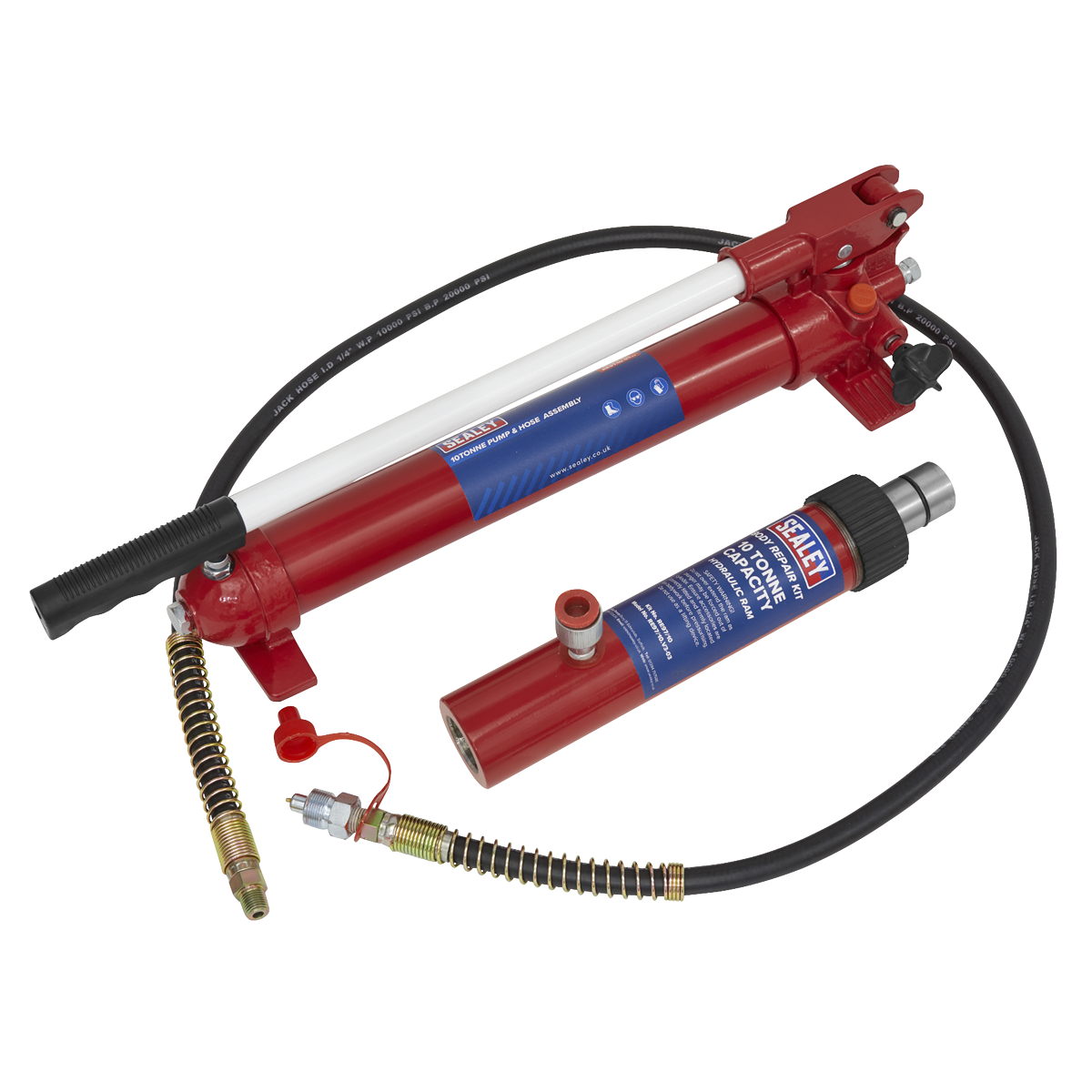 Sealey RE97.10-COMBO Push Ram with Pump & Hose Assembly - 10tonne