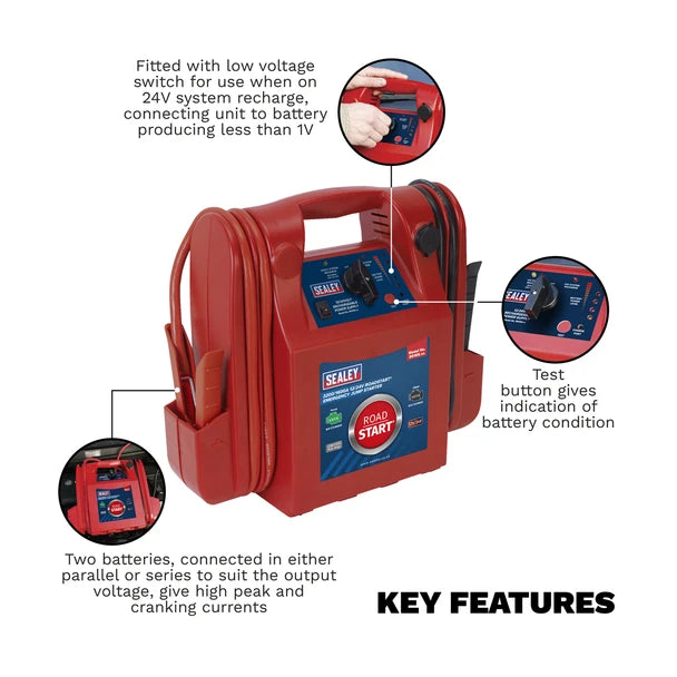 Sealey RS105 RoadStart Emergency Jump Starter 12/24V 3200/1600 Peak Amps