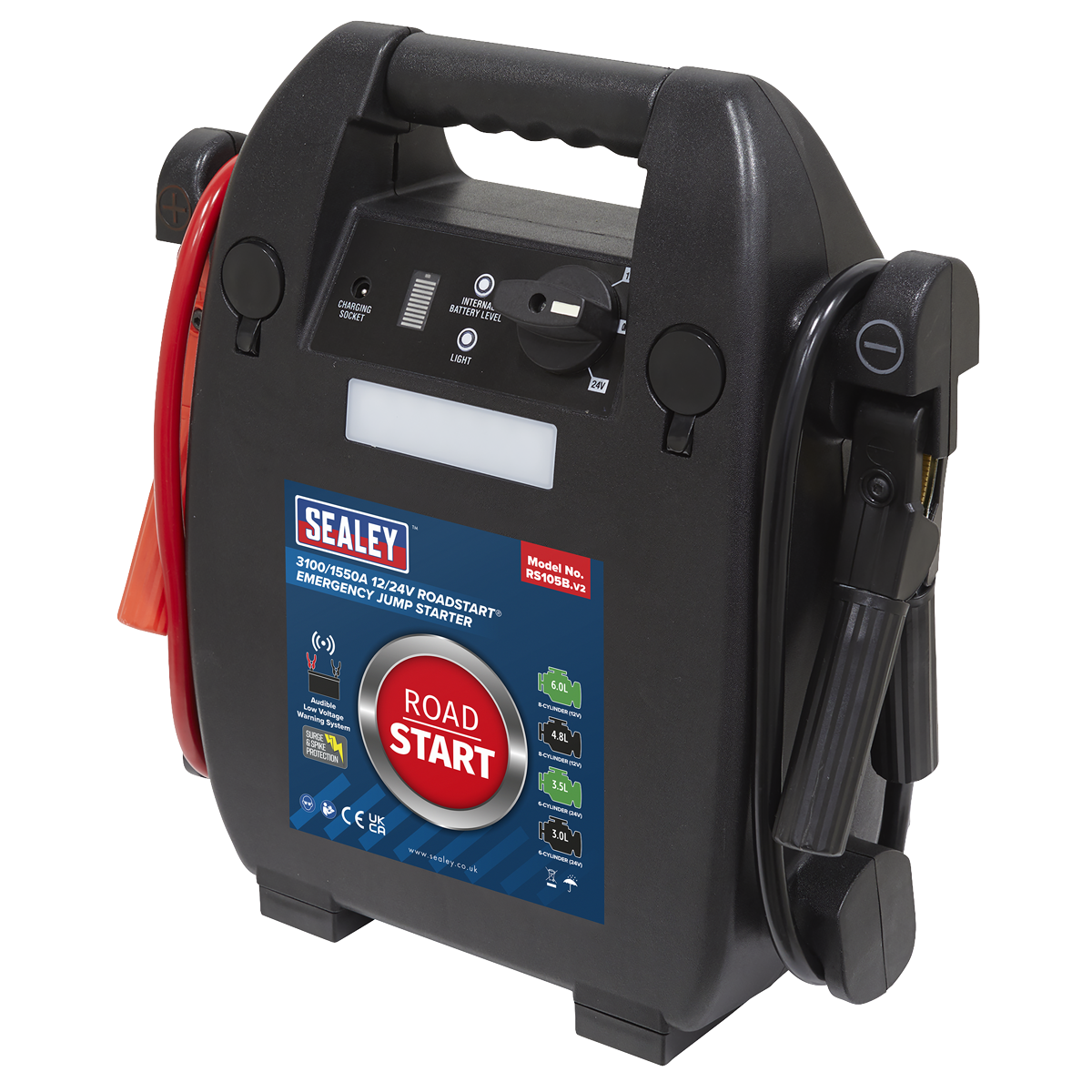 Sealey RS105B RoadStart Emergency Jump Starter 12/24V 6L 8 Cylinder