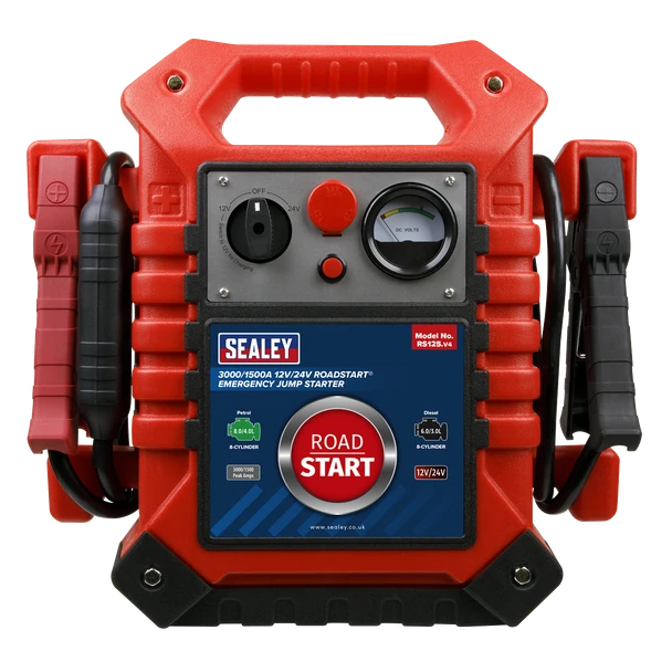 Sealey RS125 RoadStart Emergency Jump Starter 12/24V 3000/1500 Peak Amps