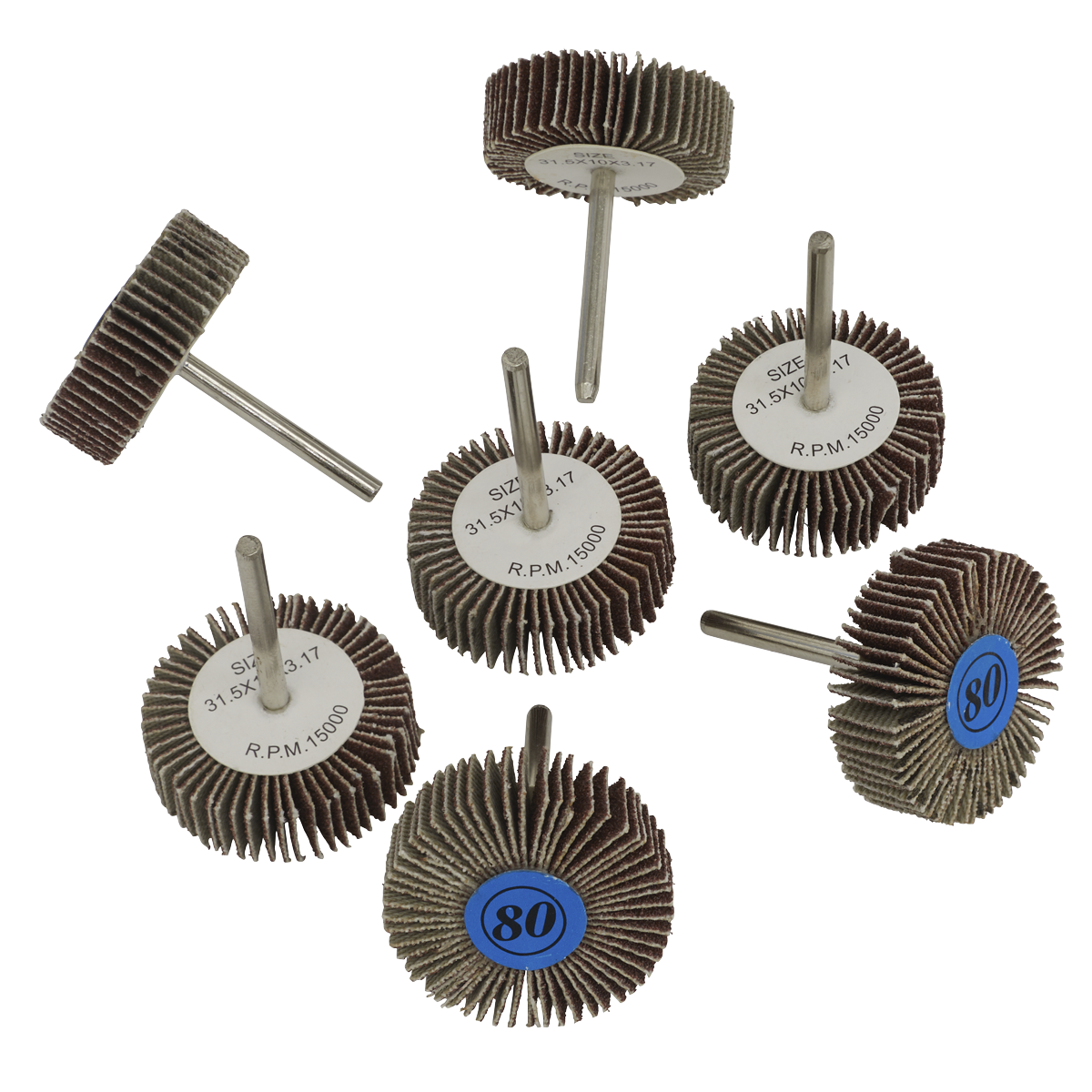 Sealey RTA7FW Rotary Tool Flap Wheel Set 7pc 30mm