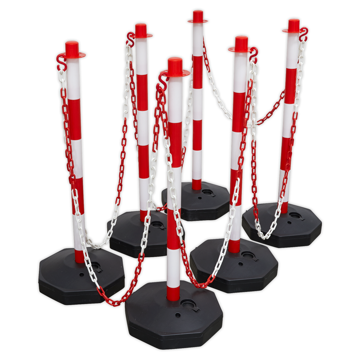 Sealey RWSBKIT Red/White Post & Chain Kit 25m