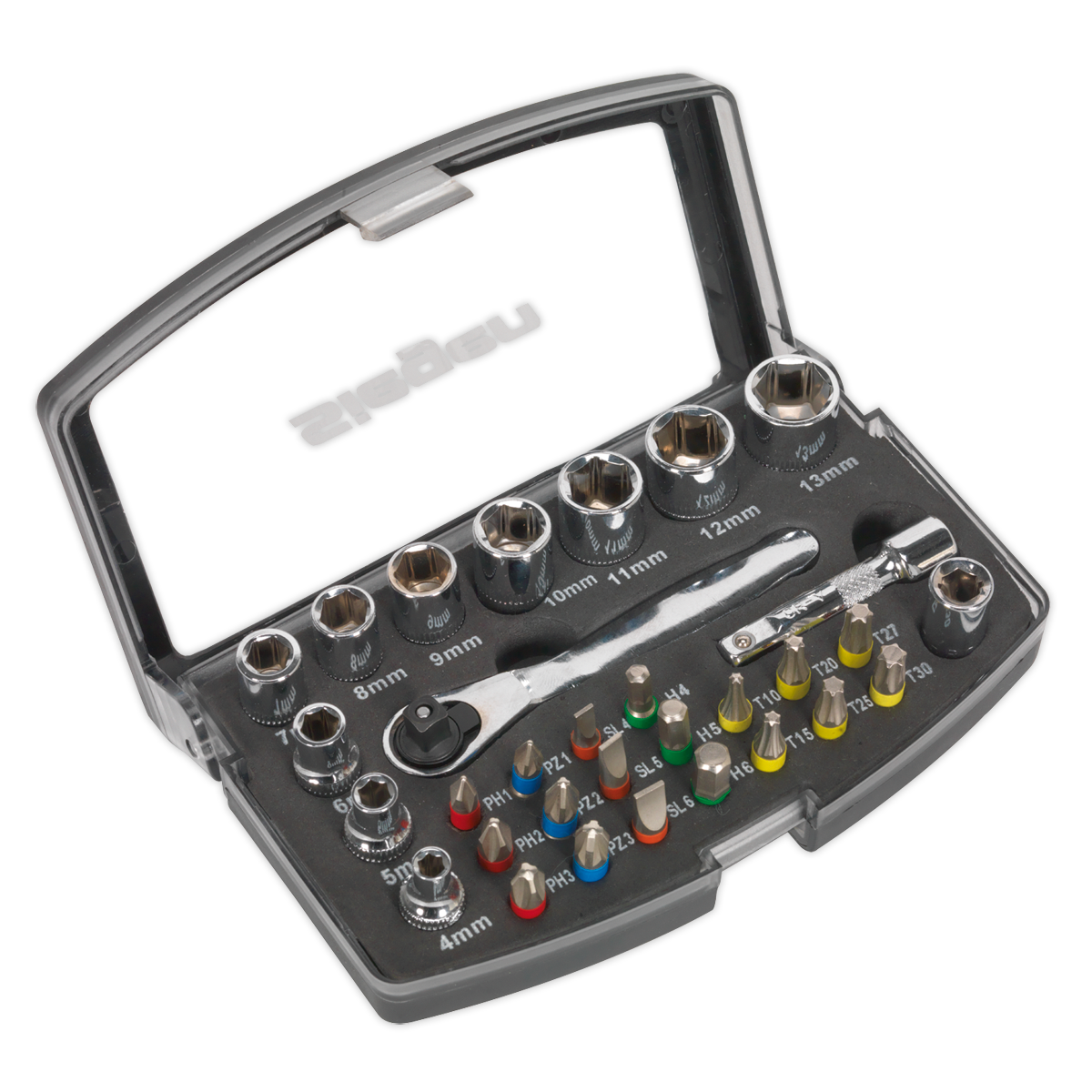 Sealey S01036 Socket & Bit Set 31pc 1/4"Sq Drive