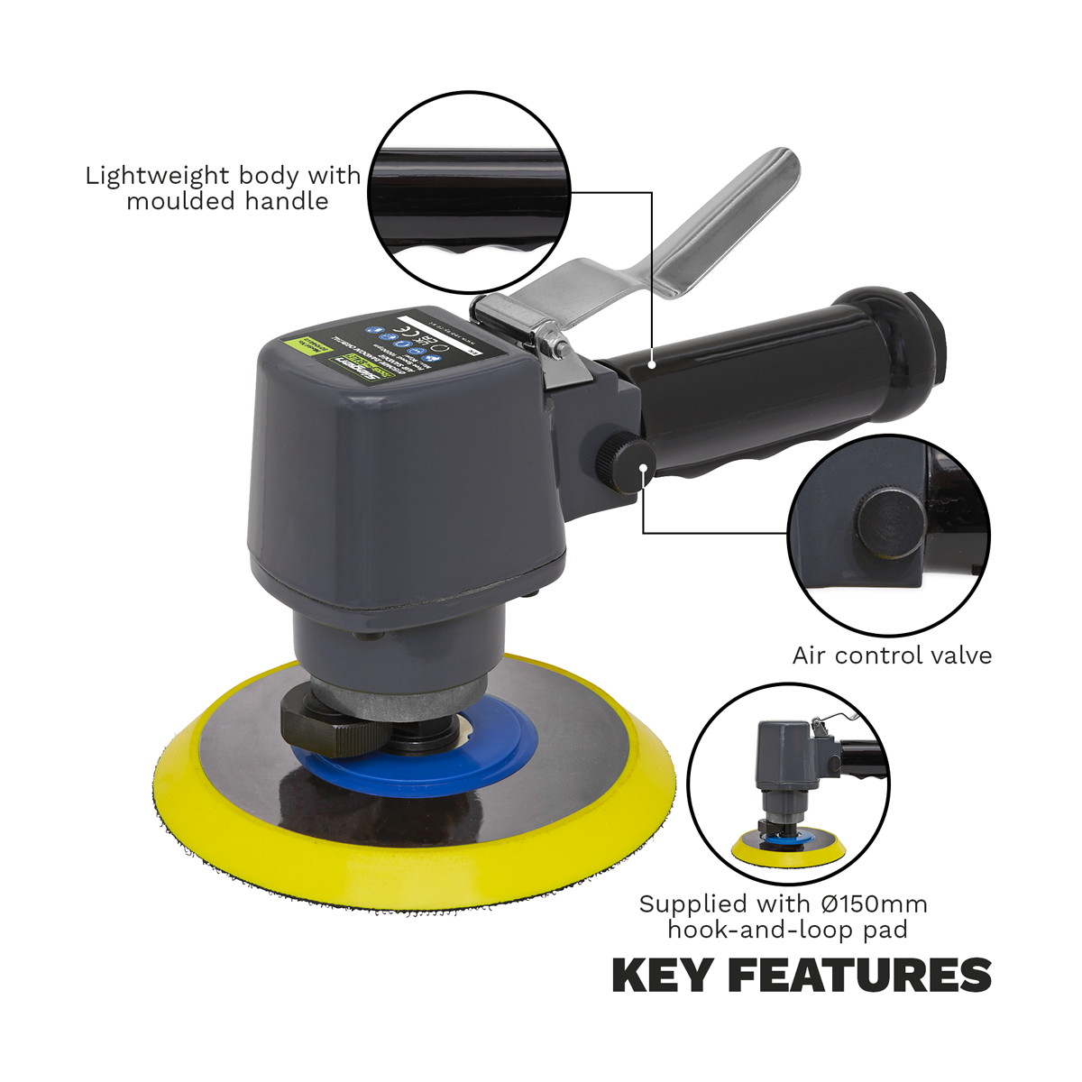 Sealey S01044 Air Sander 150mm Random Orbital