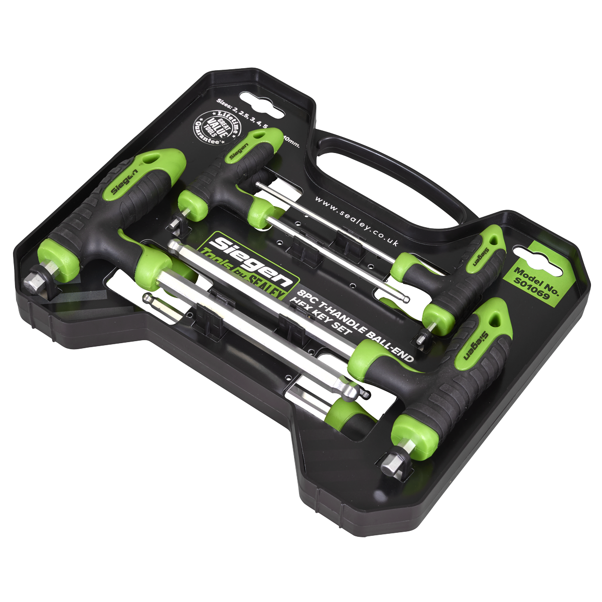 Sealey S01069 Siegen T-Handle Ball-End Hex Key Set 8pc