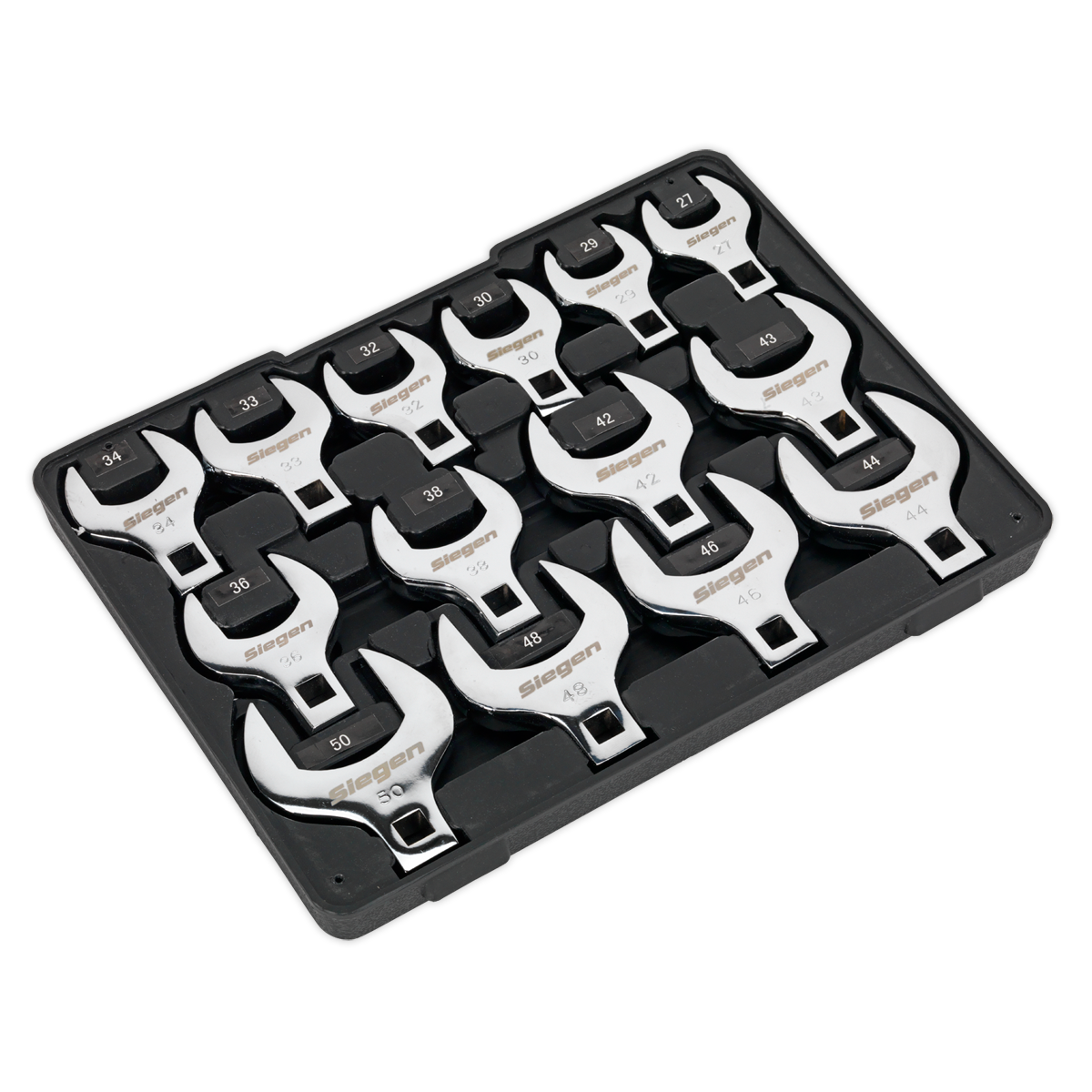 Sealey S01109 Crow's Foot Open End Spanner Set 14pc 1/2"Sq Drive Metric