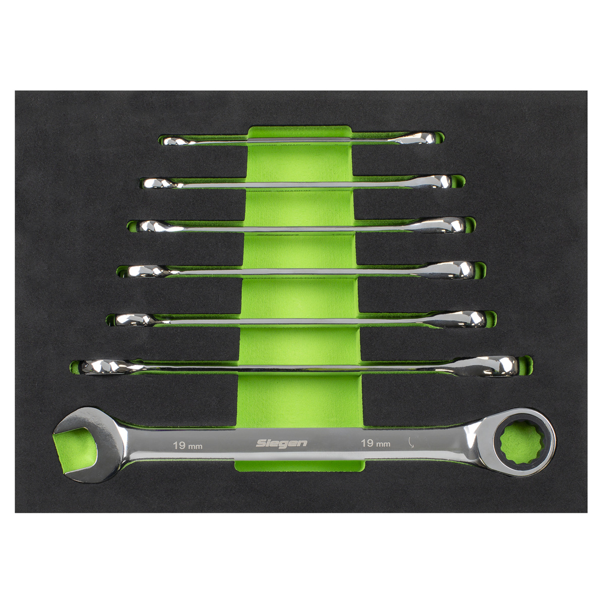 Sealey S01142 Siegen Combination Ratchet Spanner Set with Tool Tray 7pc