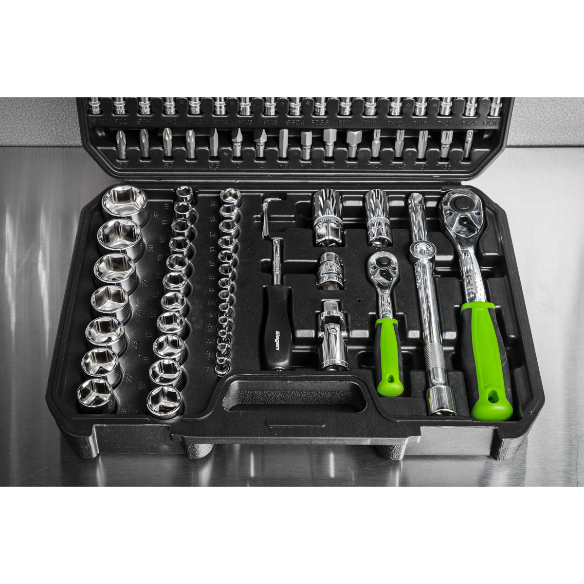 Sealey S01210 Socket Set 94pc 1/4" & 1/2"Sq Drive WallDrive® Metric