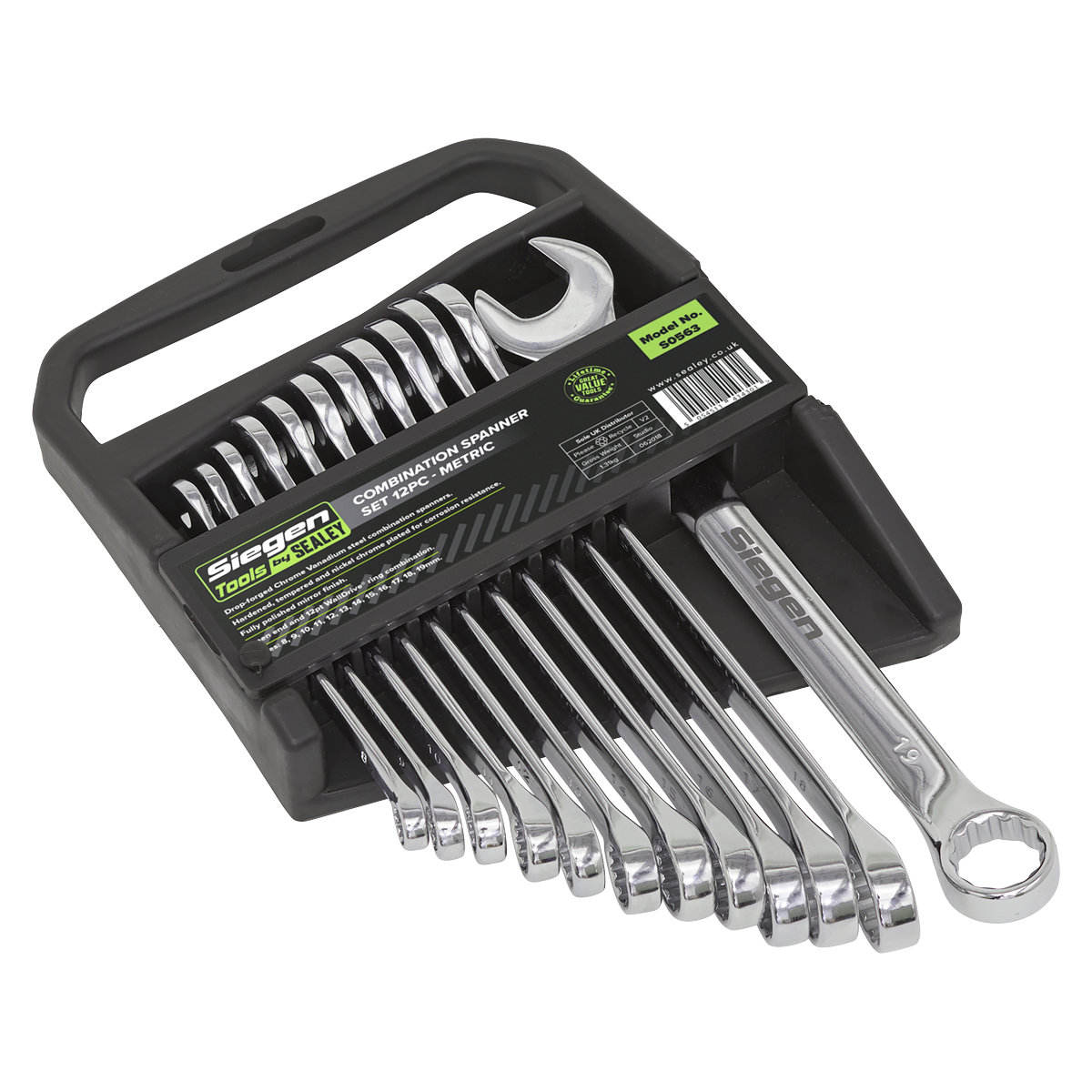 Sealey S0563 Combination Spanner Set 12pc Metric