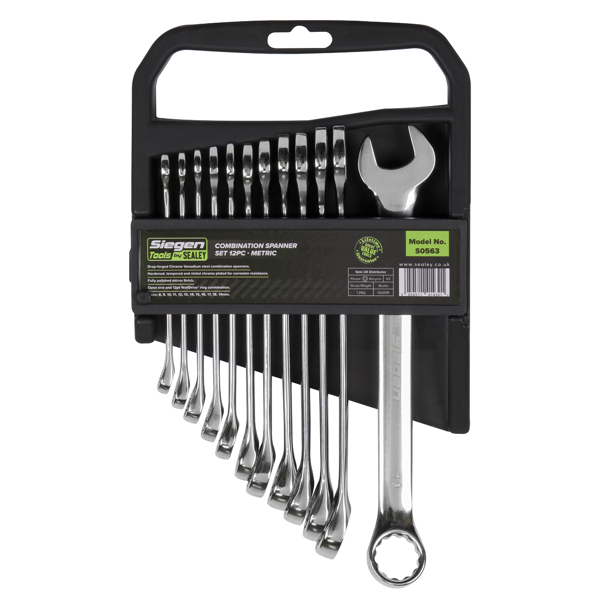 Sealey S0563 Combination Spanner Set 12pc Metric