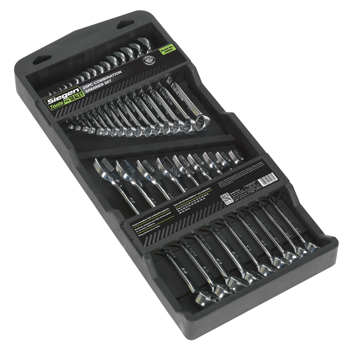 Sealey S0564 Combination Spanner Set 25pc Metric