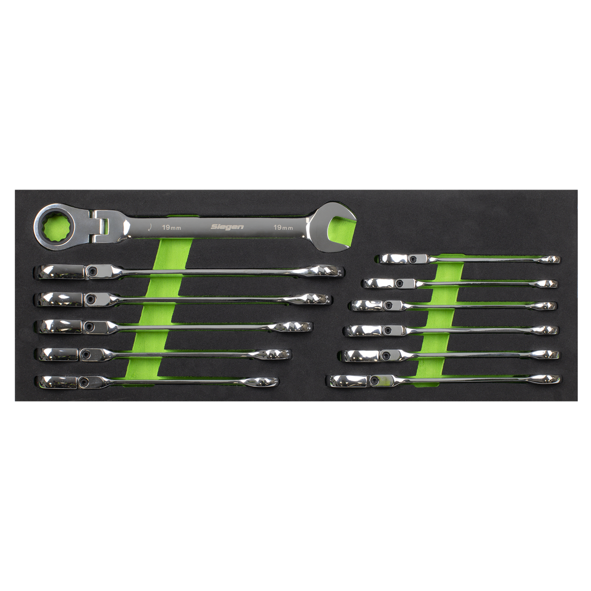 Sealey S0635 Siegen Flexi-Head Combination Ratchet Spanner Set 12pc