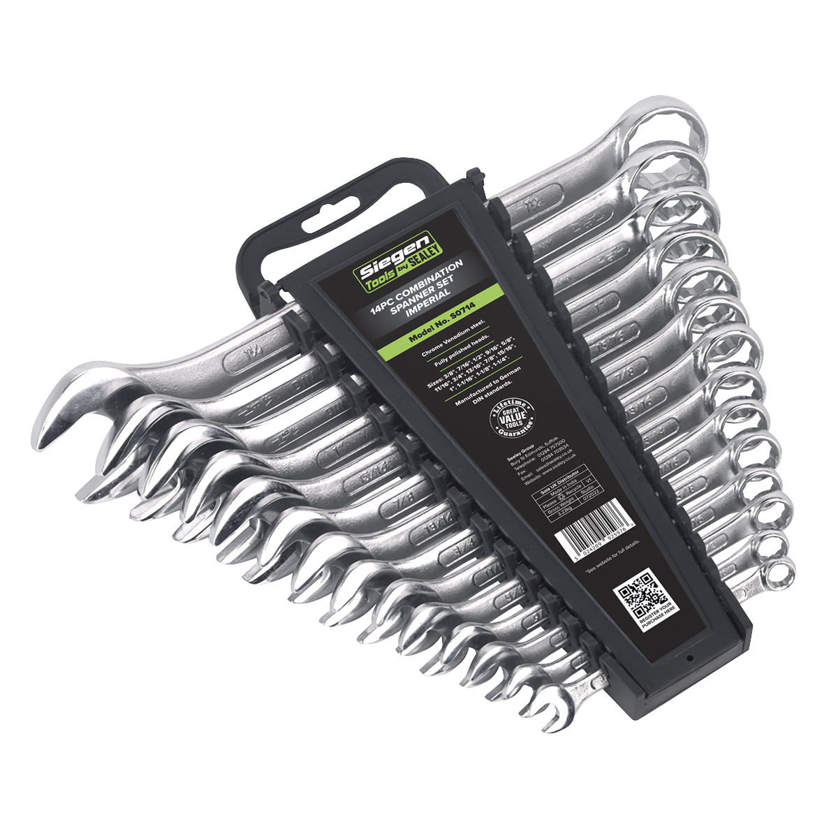 Sealey S0714 Combination Spanner Set 14pc Imperial