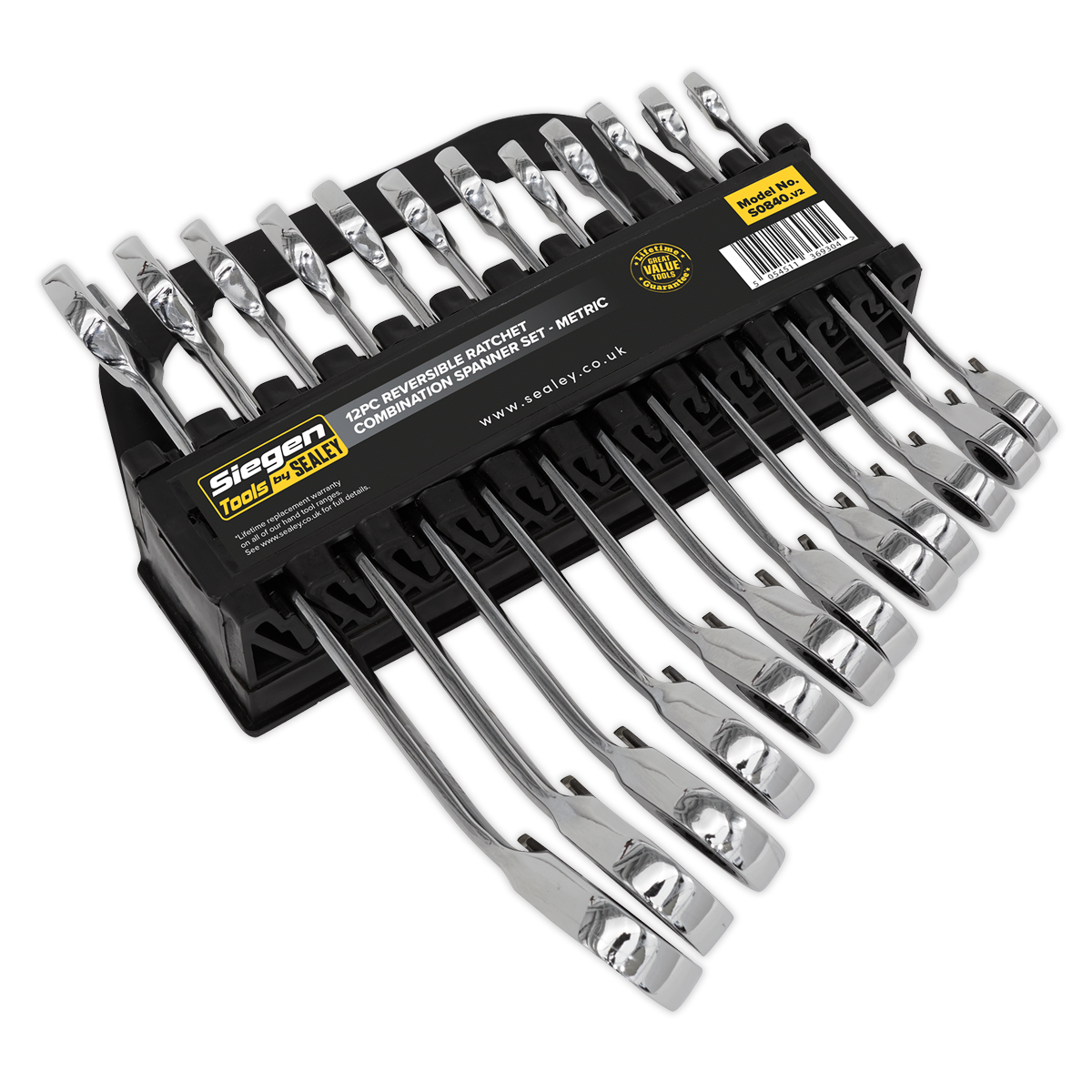 Sealey S0840 Reversible Ratchet Combination Spanner Set 12pc Metric