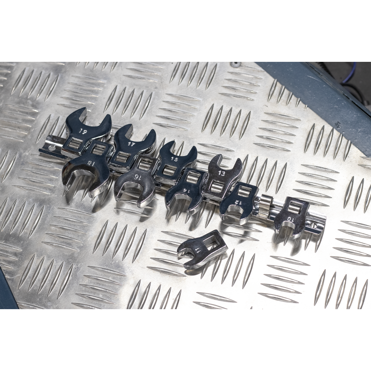 Sealey S0866 Crow's Foot Open-End Spanner Set 10pc 3/8"Sq Drive Metric