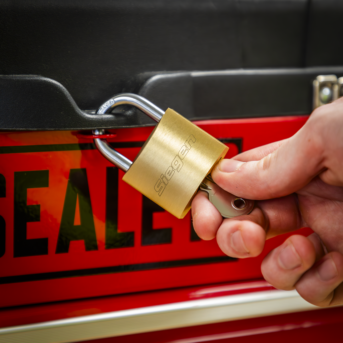 Sealey S0992 Siegen Brass Body Padlock with Brass Cylinder Keyed Alike - Pack of 4