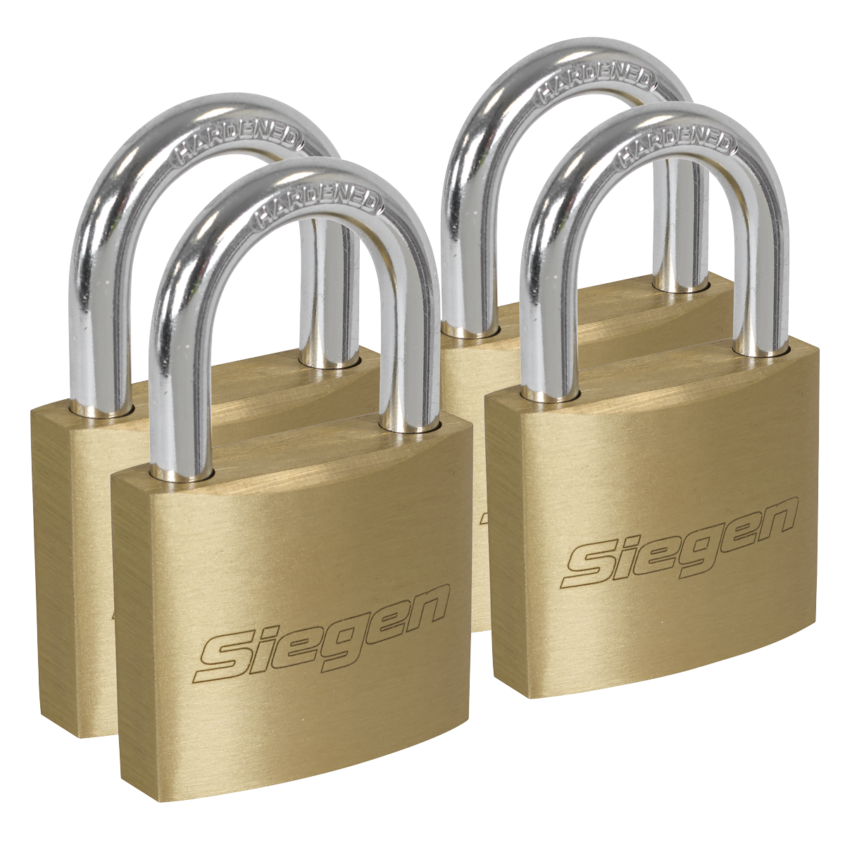 Sealey S0992 Siegen Brass Body Padlock with Brass Cylinder Keyed Alike - Pack of 4