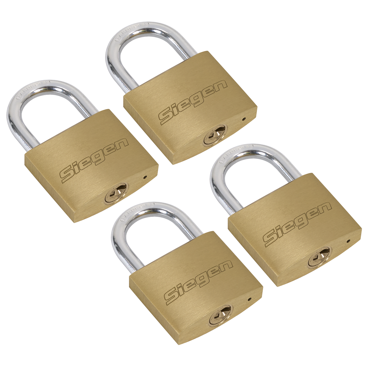 Sealey S0992 Siegen Brass Body Padlock with Brass Cylinder Keyed Alike - Pack of 4