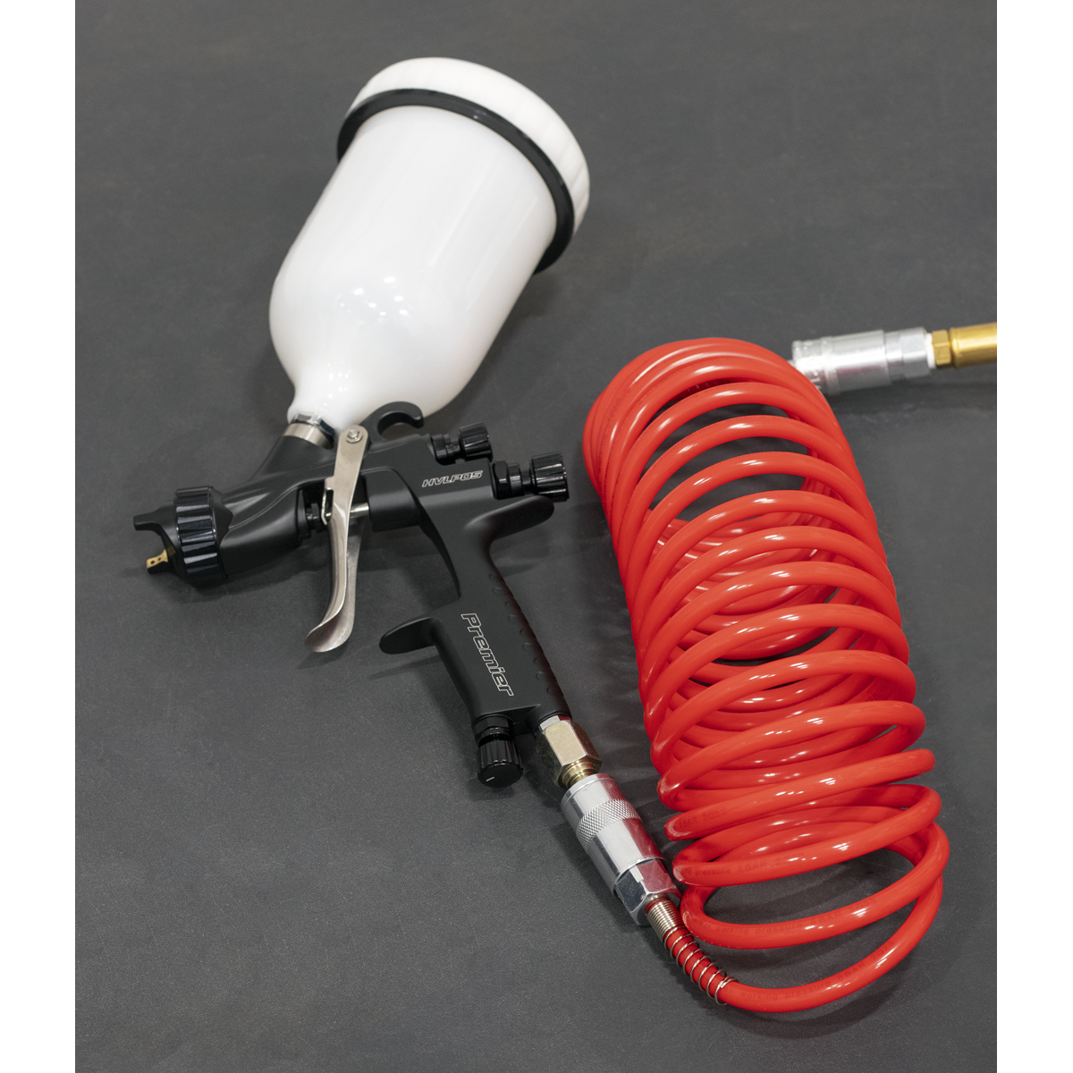 Sealey SA305 PE Coiled Air Hose 5m x 5mm with Couplings