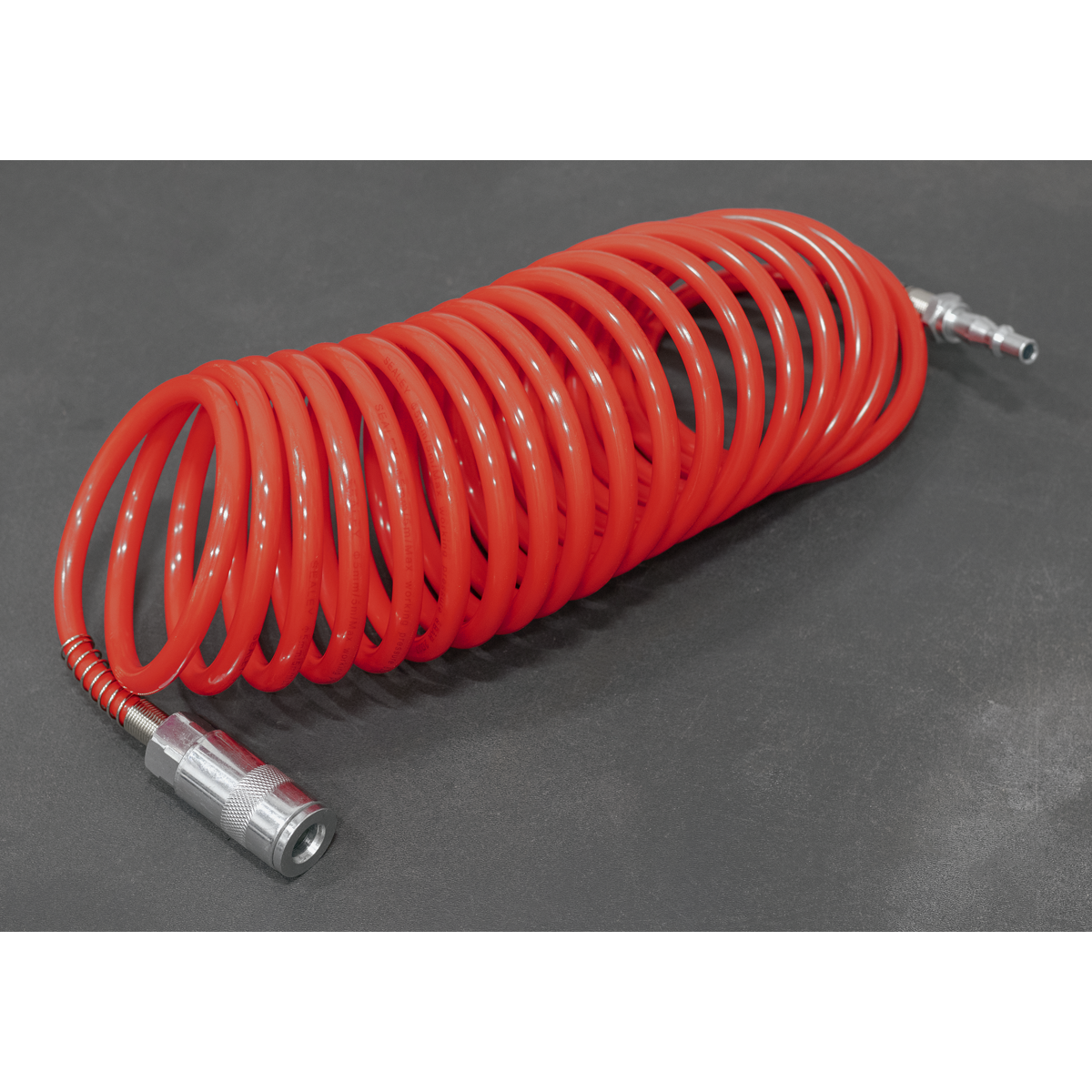 Sealey SA305 PE Coiled Air Hose 5m x 5mm with Couplings