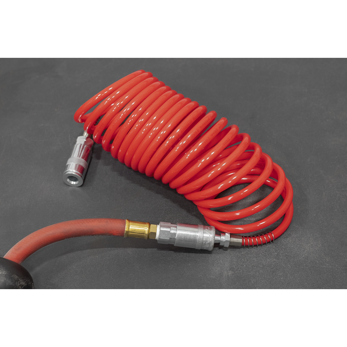 Sealey SA305 PE Coiled Air Hose 5m x 5mm with Couplings