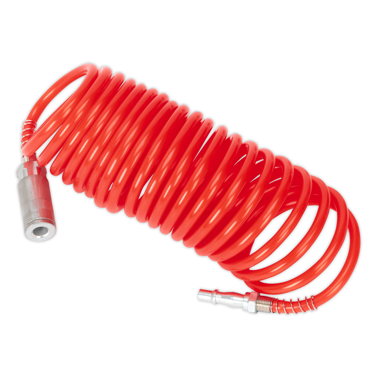 Sealey SA305 PE Coiled Air Hose 5m x 5mm with Couplings